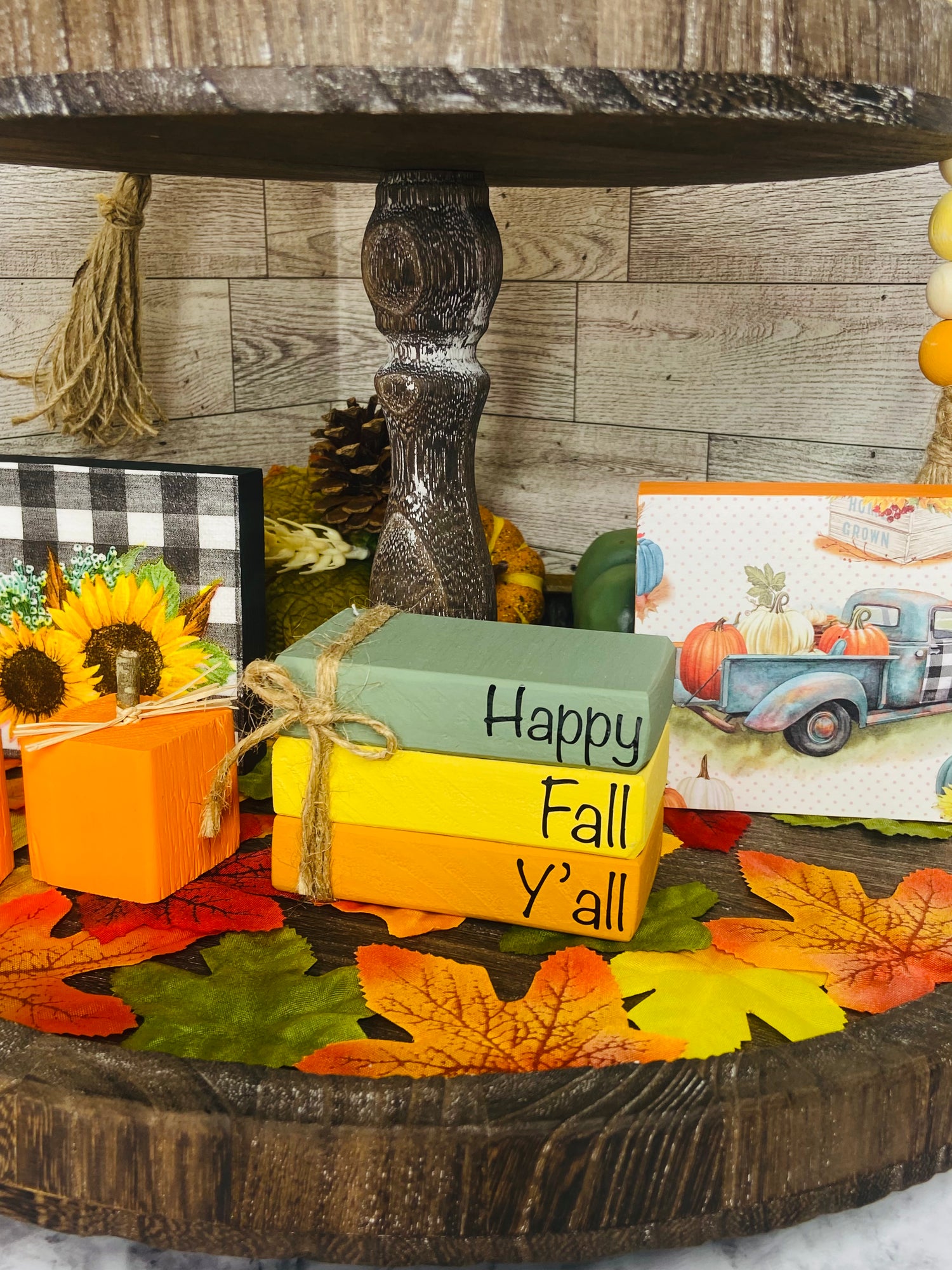 Fall Tiered Tray Book Stacks