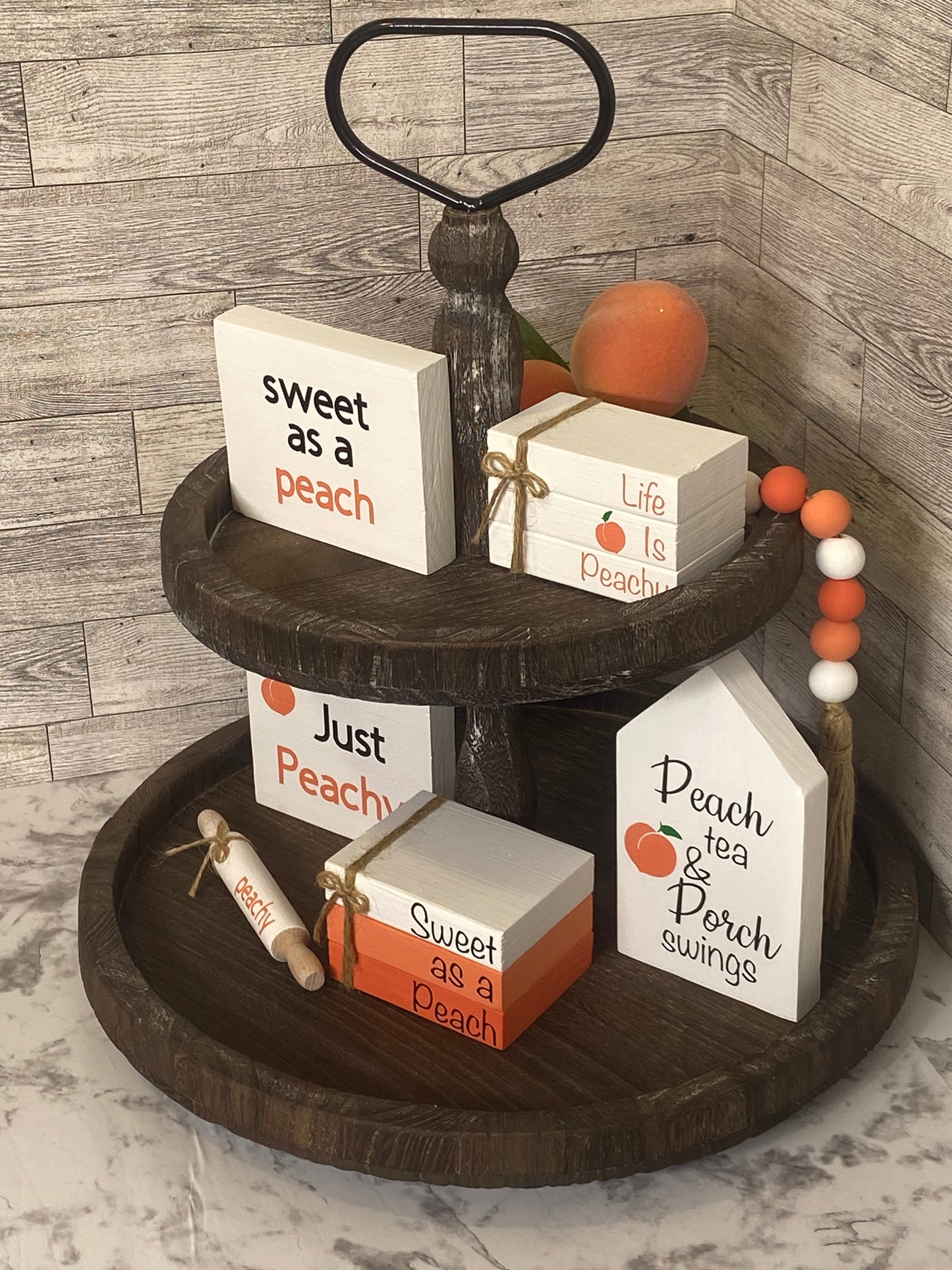 Sweet as a Peach - Medium Tiered Tray Book Stack