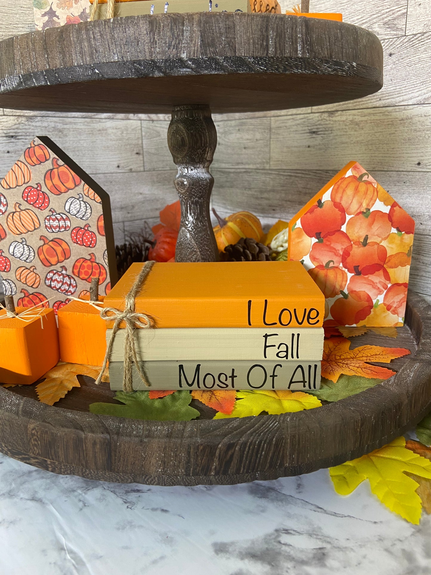 I Love Fall Most Of All - Large Fall Tiered Tray Book Stack