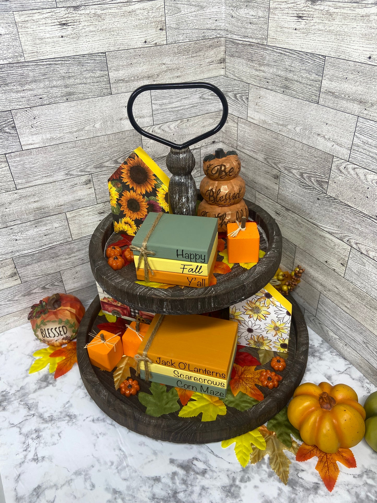 Happy Fall Y’all - Medium Fall Tiered Tray Book Stack