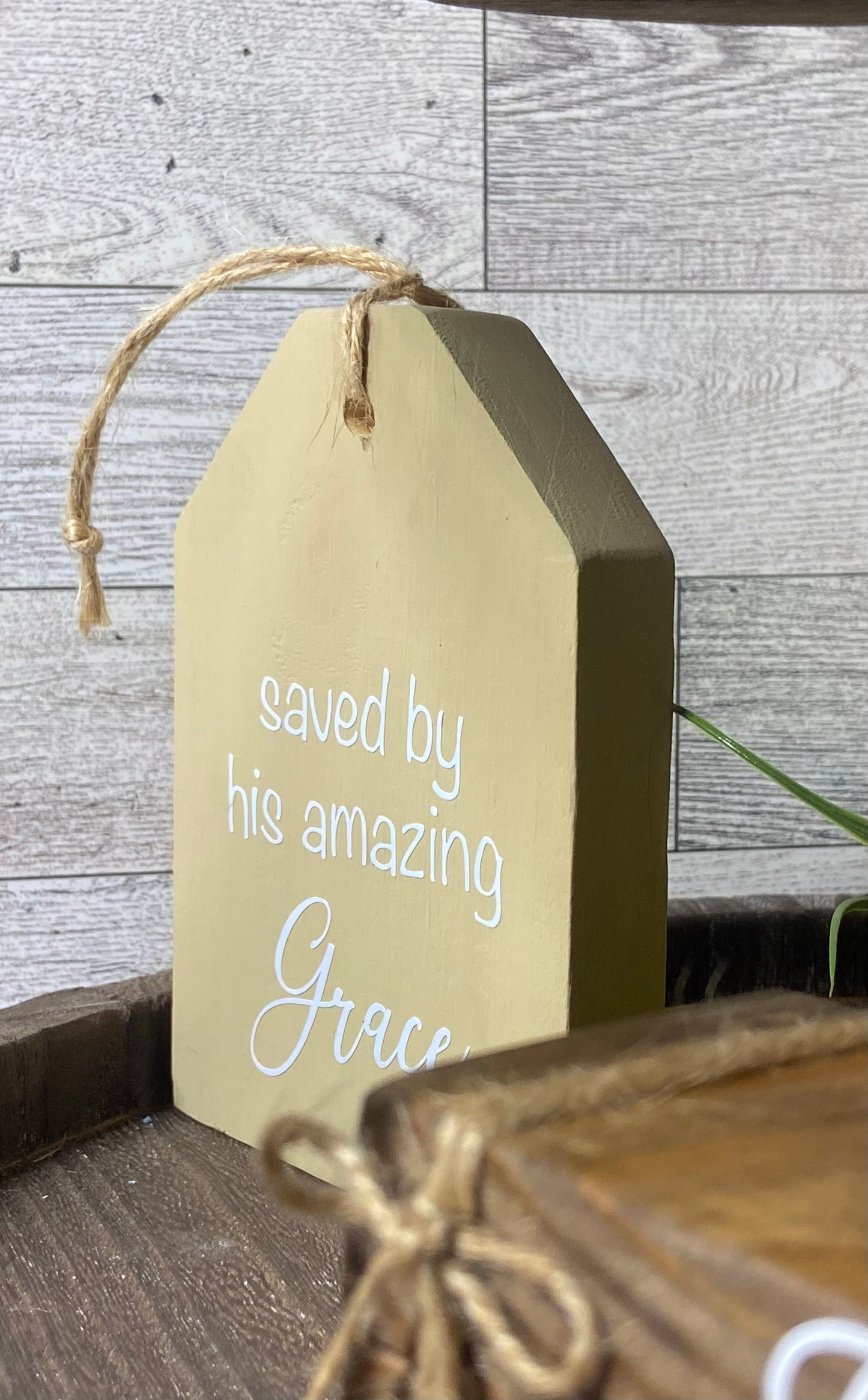 Saved By His Amazing Grace - Tiered Tray Tag