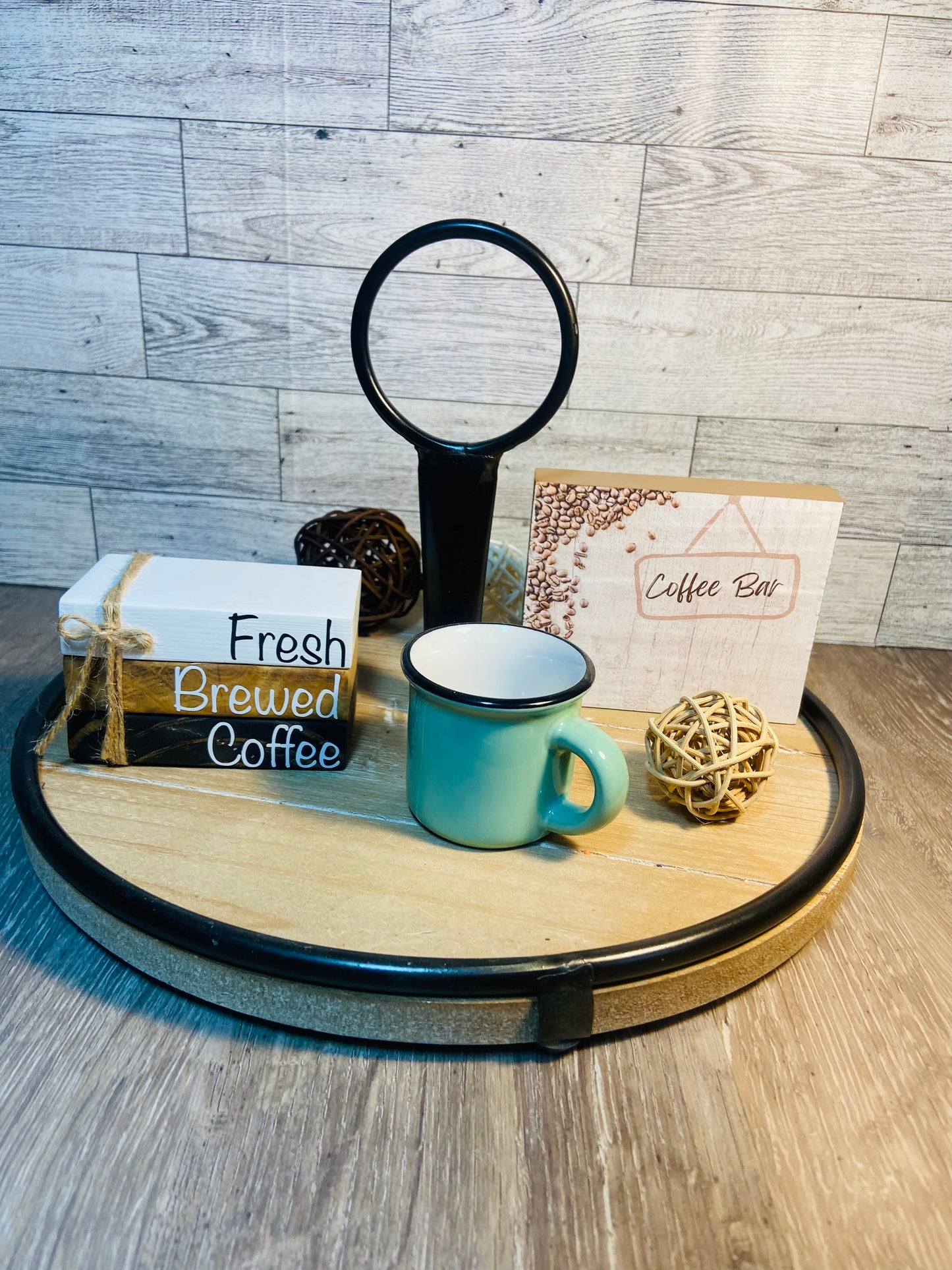 Fresh Brewed Coffee - Small Tiered Tray Book Stack