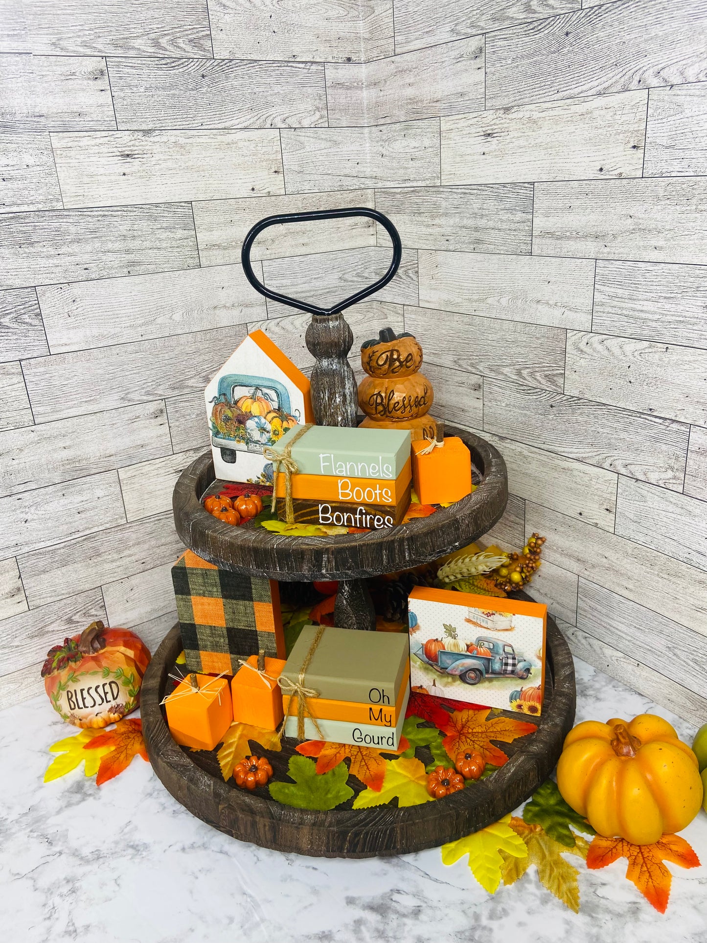 Flannels Boots Bonfires - Small Tiered Tray Book Stack