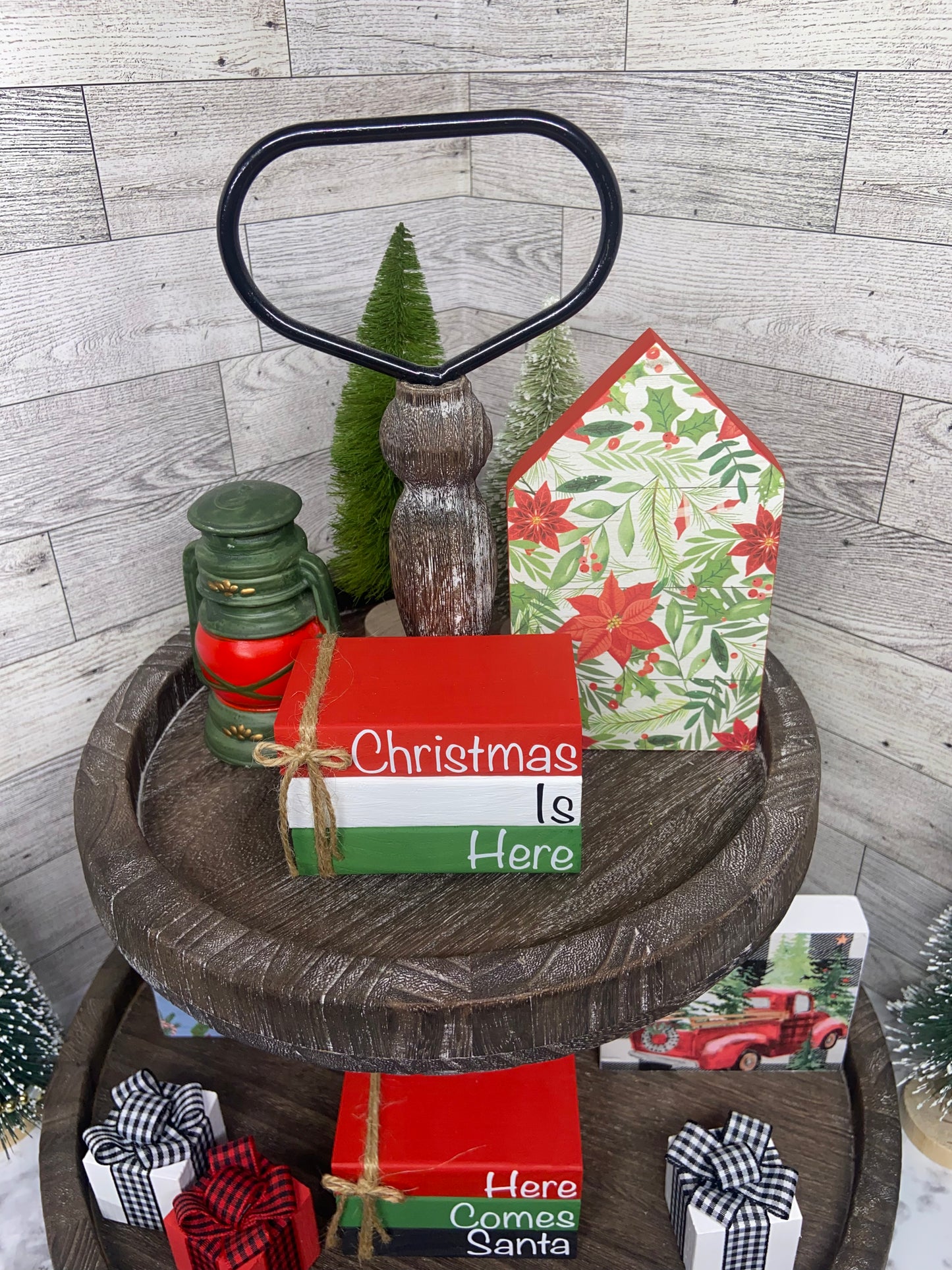 Poinsettia - Large Christmas Tiered Tray House