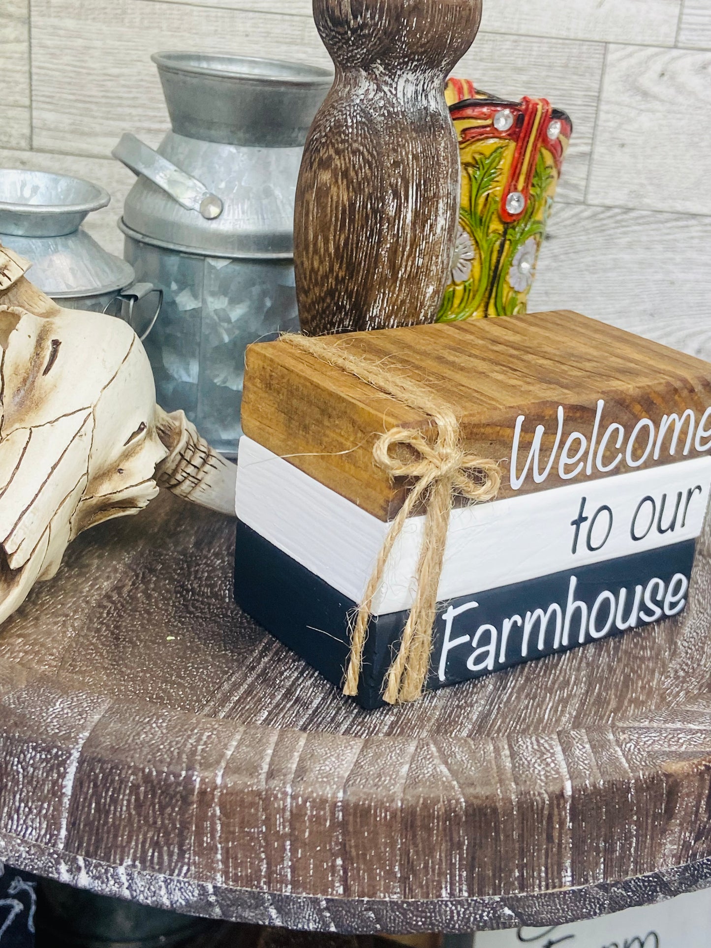 Welcome to our Farmhouse - Small Book Stack
