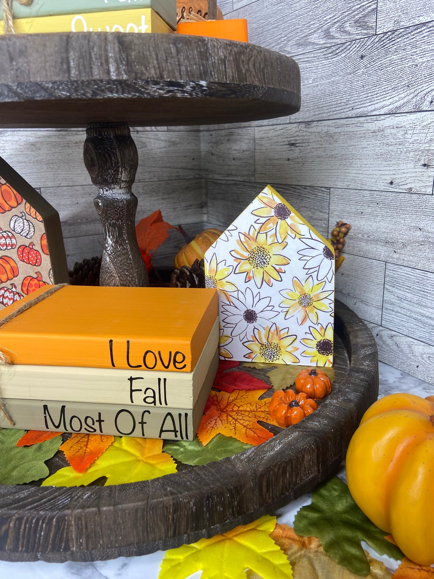 Yellow Flower - Medium Fall Tiered Tray House