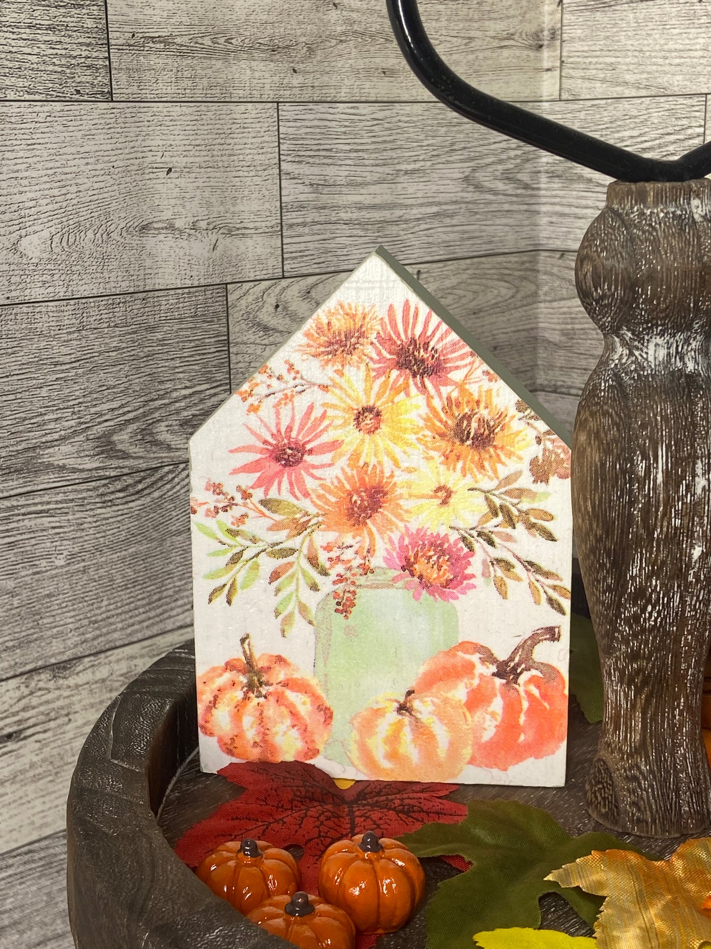 Flowers in a Jar - Medium Fall Tiered Tray House