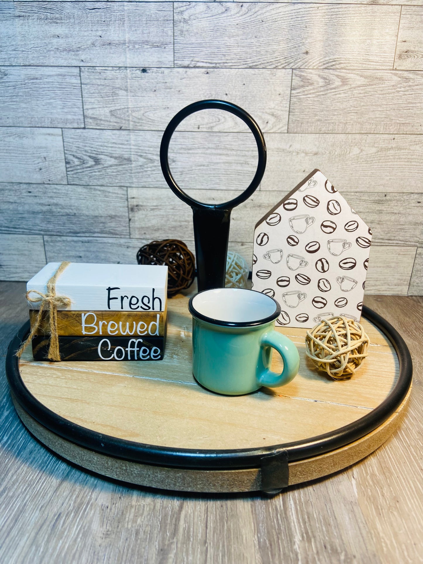 Fresh Brewed Coffee - Small Tiered Tray Book Stack