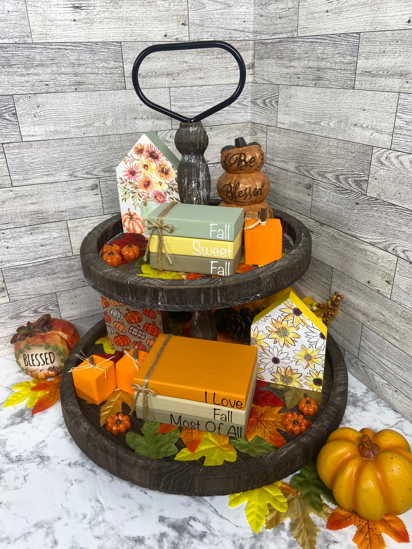 Yellow Flower - Medium Fall Tiered Tray House