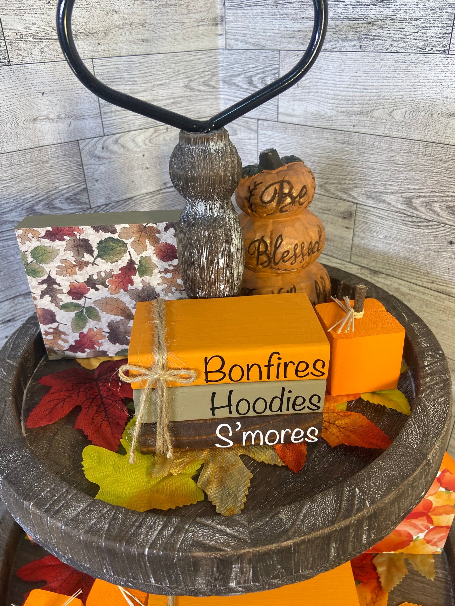 Bonfires Hoodies S’mores - Small Fall Tiered Tray Book Stack
