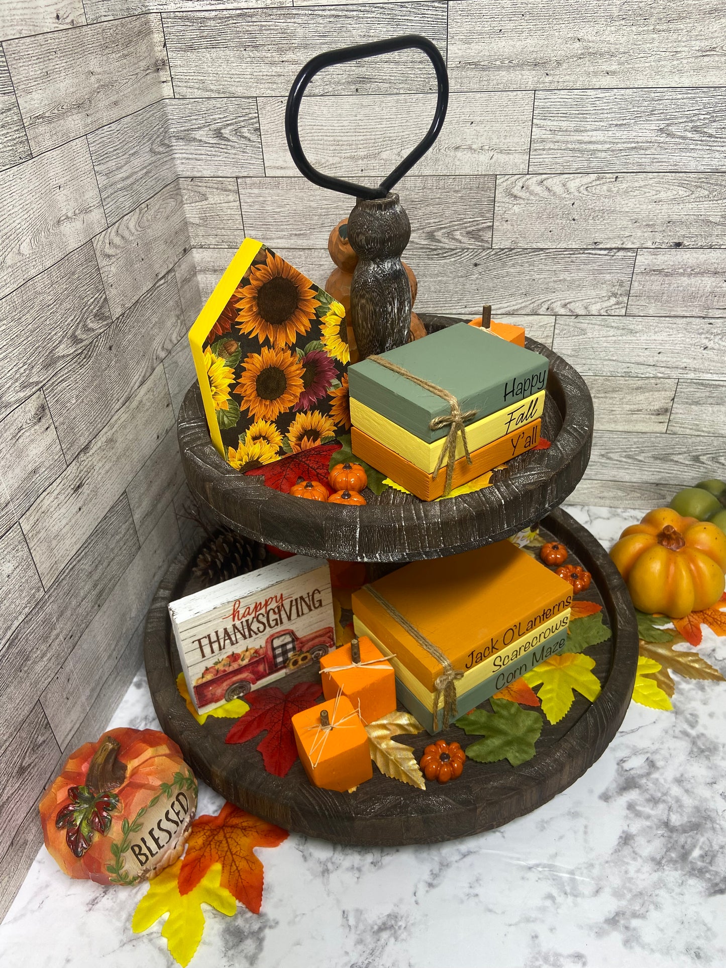 Jack O’Lanterns Scarecrows Corn Maze - Large Tiered Tray Book Stack