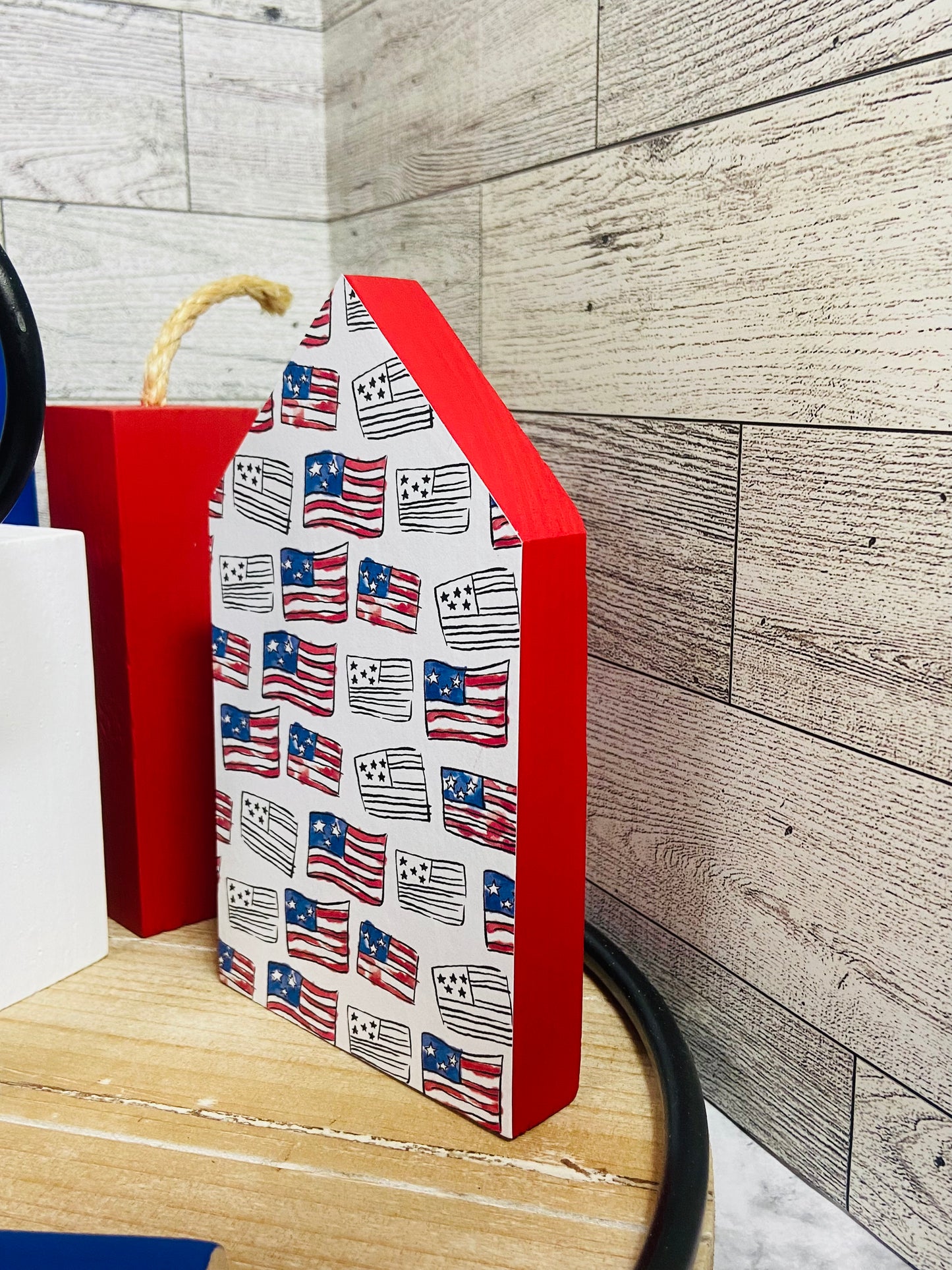 American Flags - Large Tiered Tray House