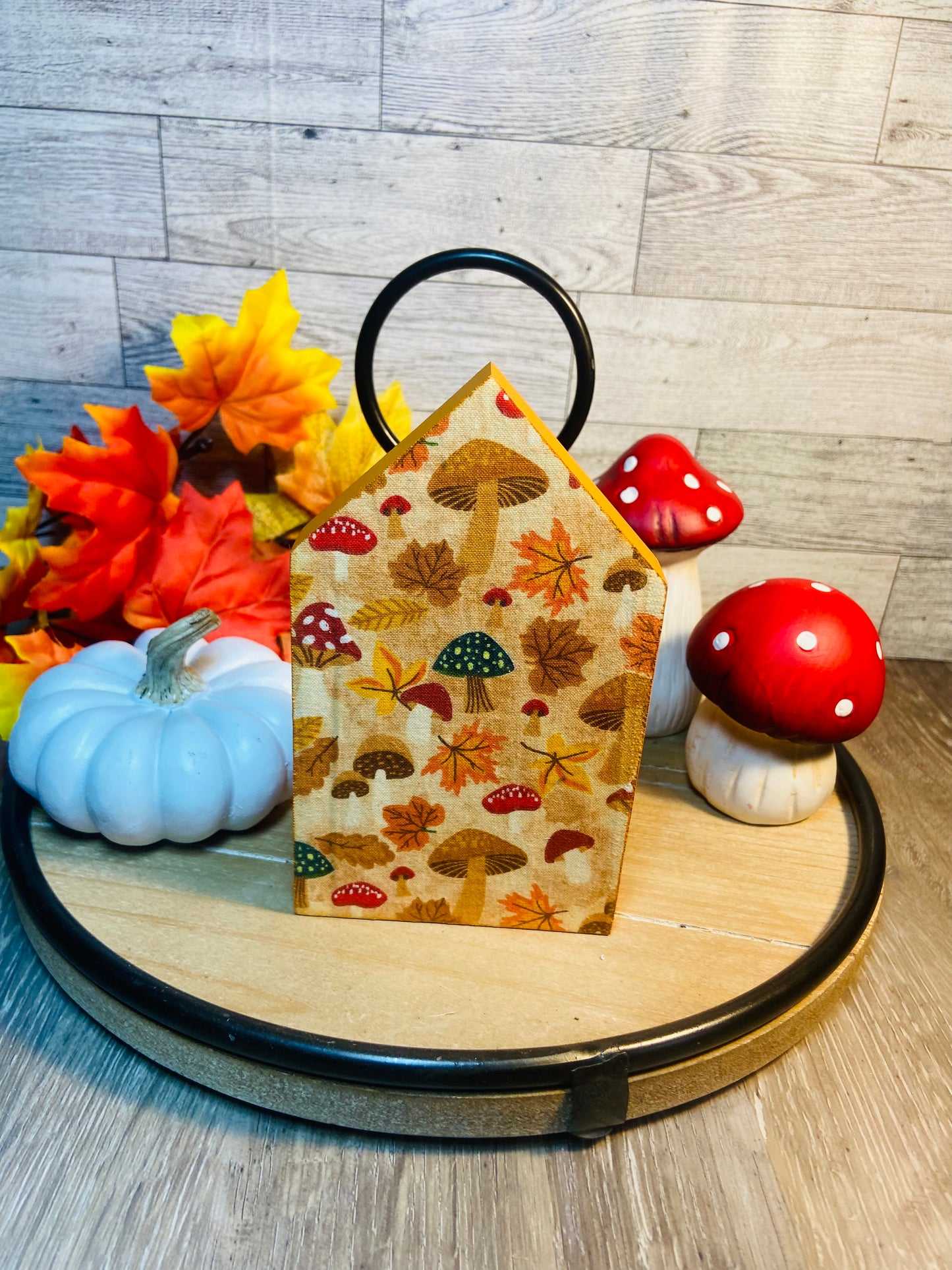 Fall Mushrooms - Large Tiered Tray House