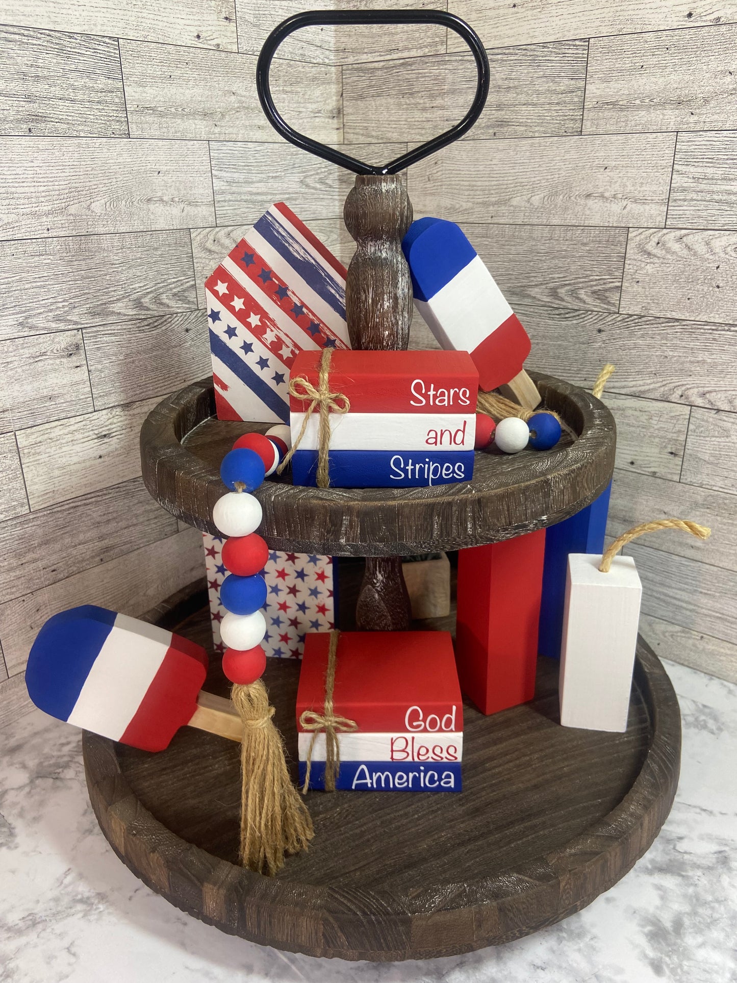 God Bless America - Medium Tiered Tray Book Stack