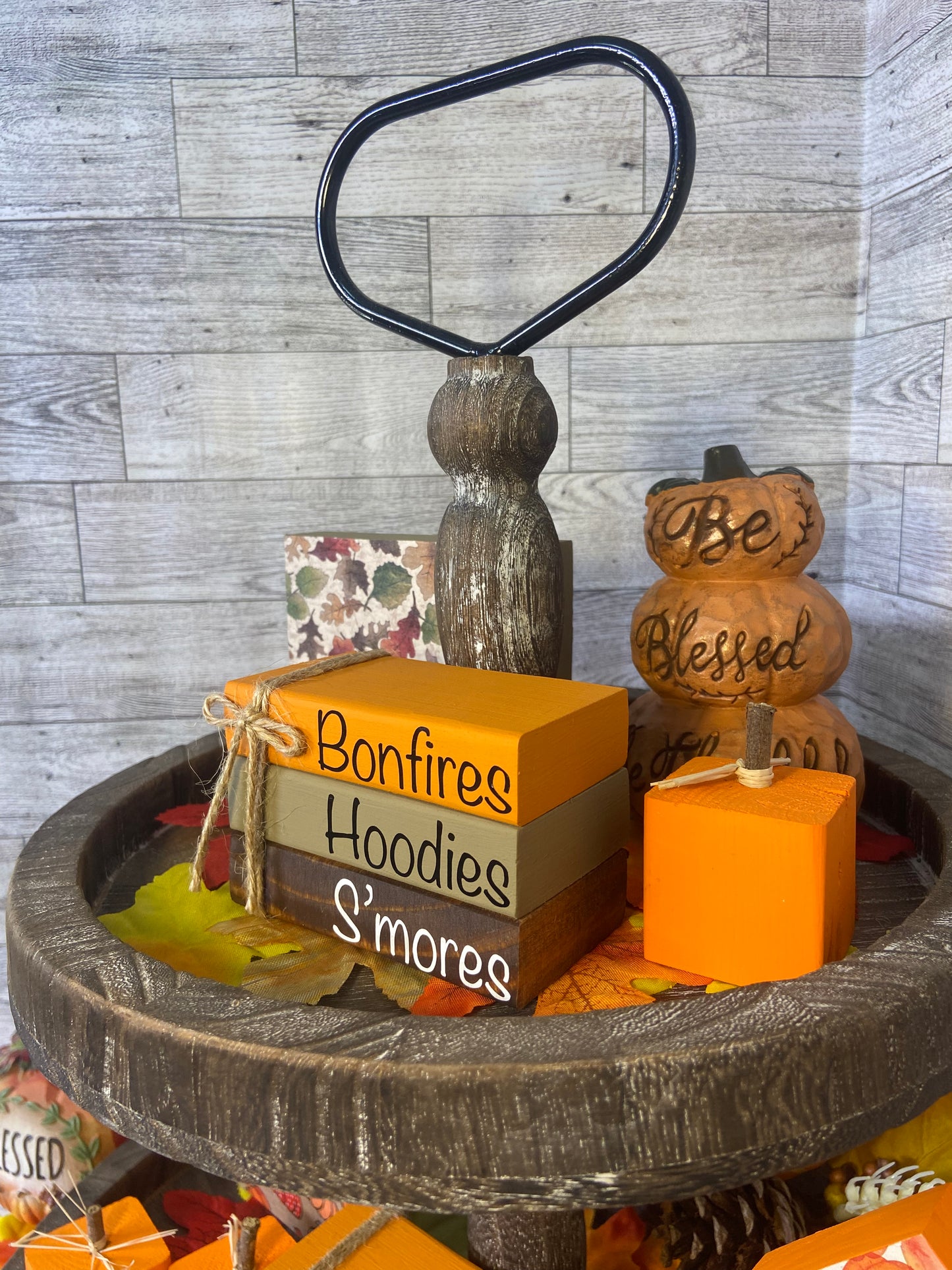 Bonfires Hoodies S’mores - Small Fall Tiered Tray Book Stack