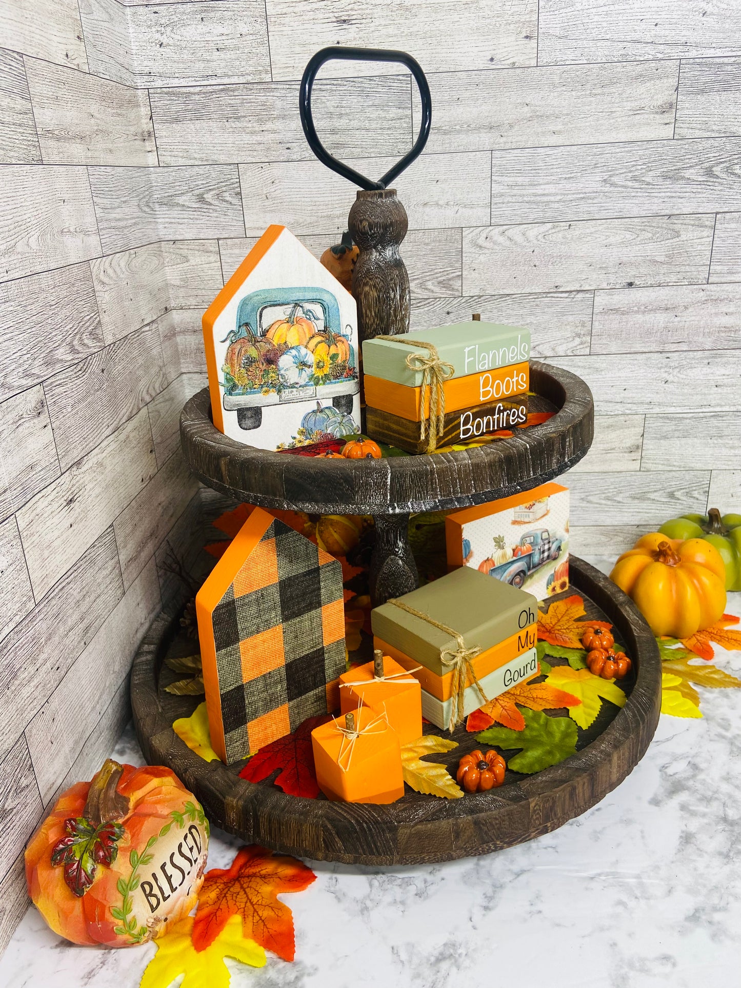 Flannels Boots Bonfires - Small Tiered Tray Book Stack