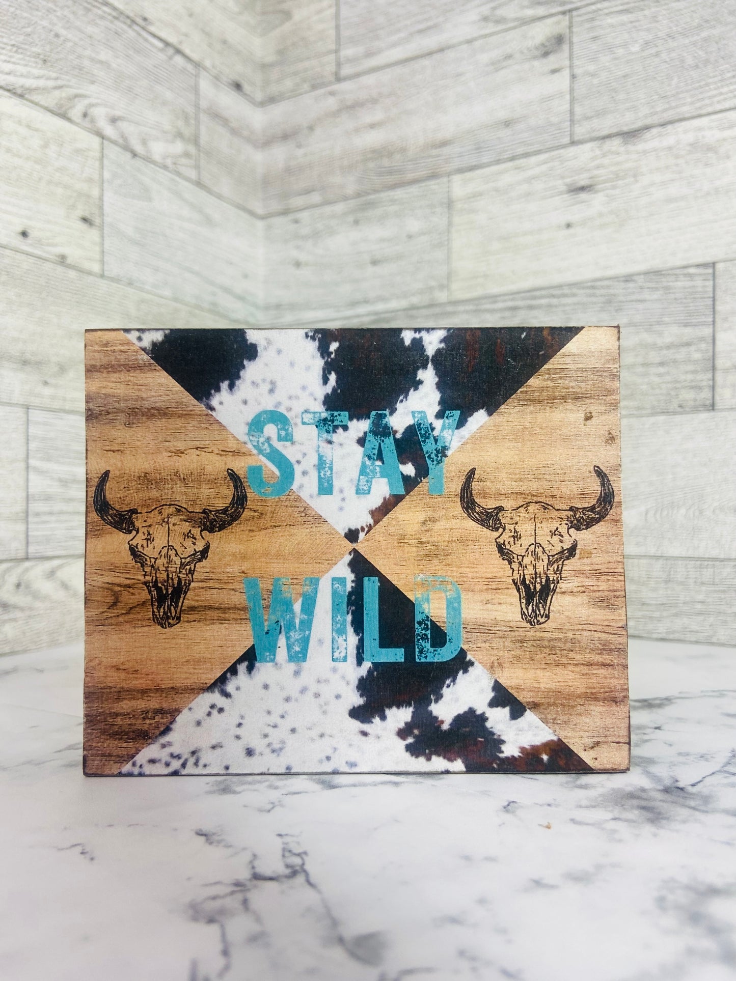 Stay Wild Cow Print - Tiered Tray Sign