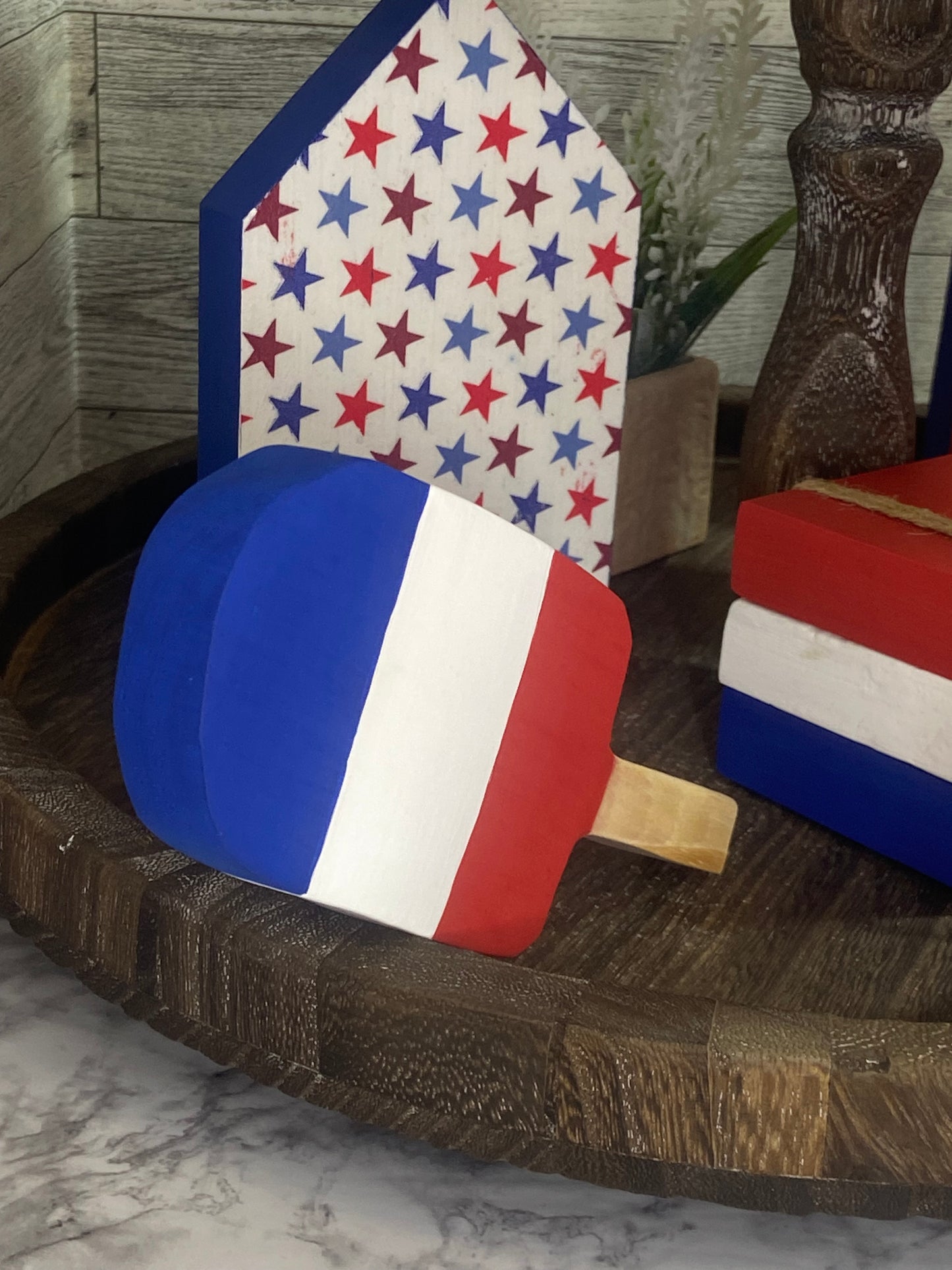 Red, White, & Blue Popsicle - Tiered Tray Decor