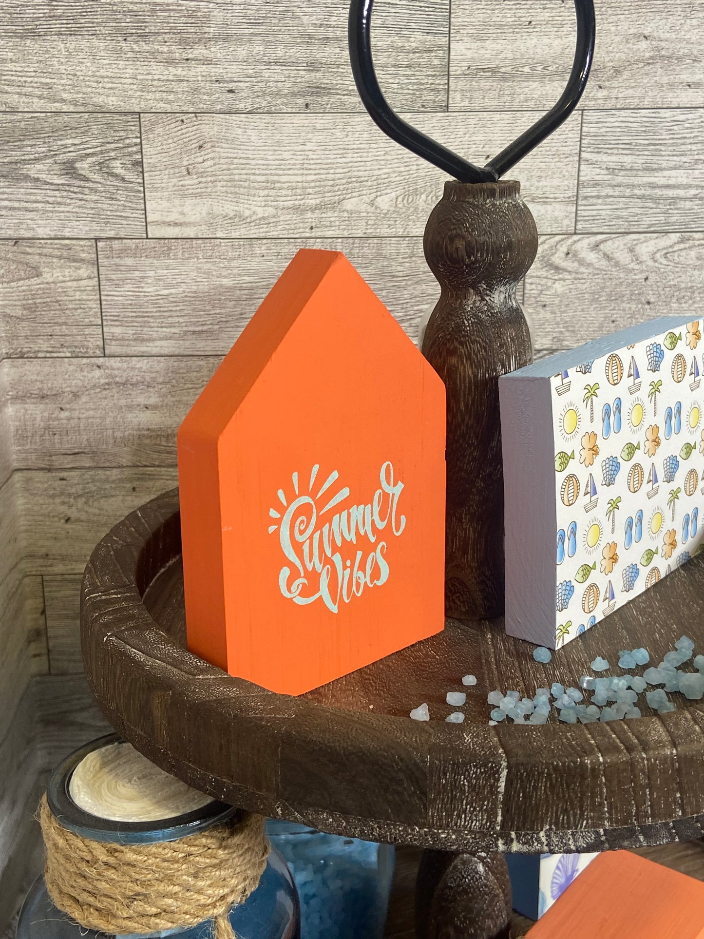Coral Summer Vibes Medium Tiered Tray House