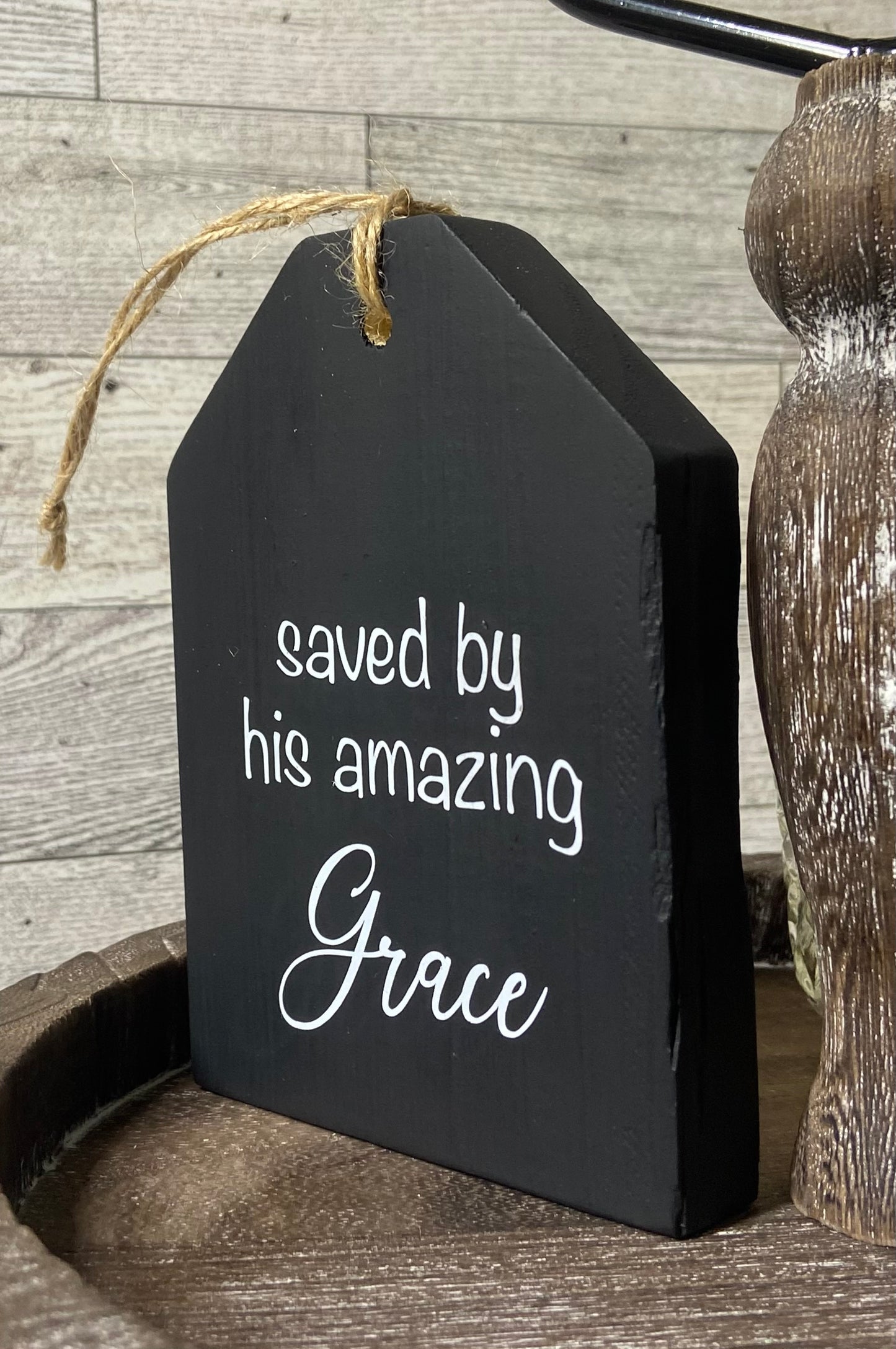 Saved By His Amazing Grace - Tiered Tray Tag