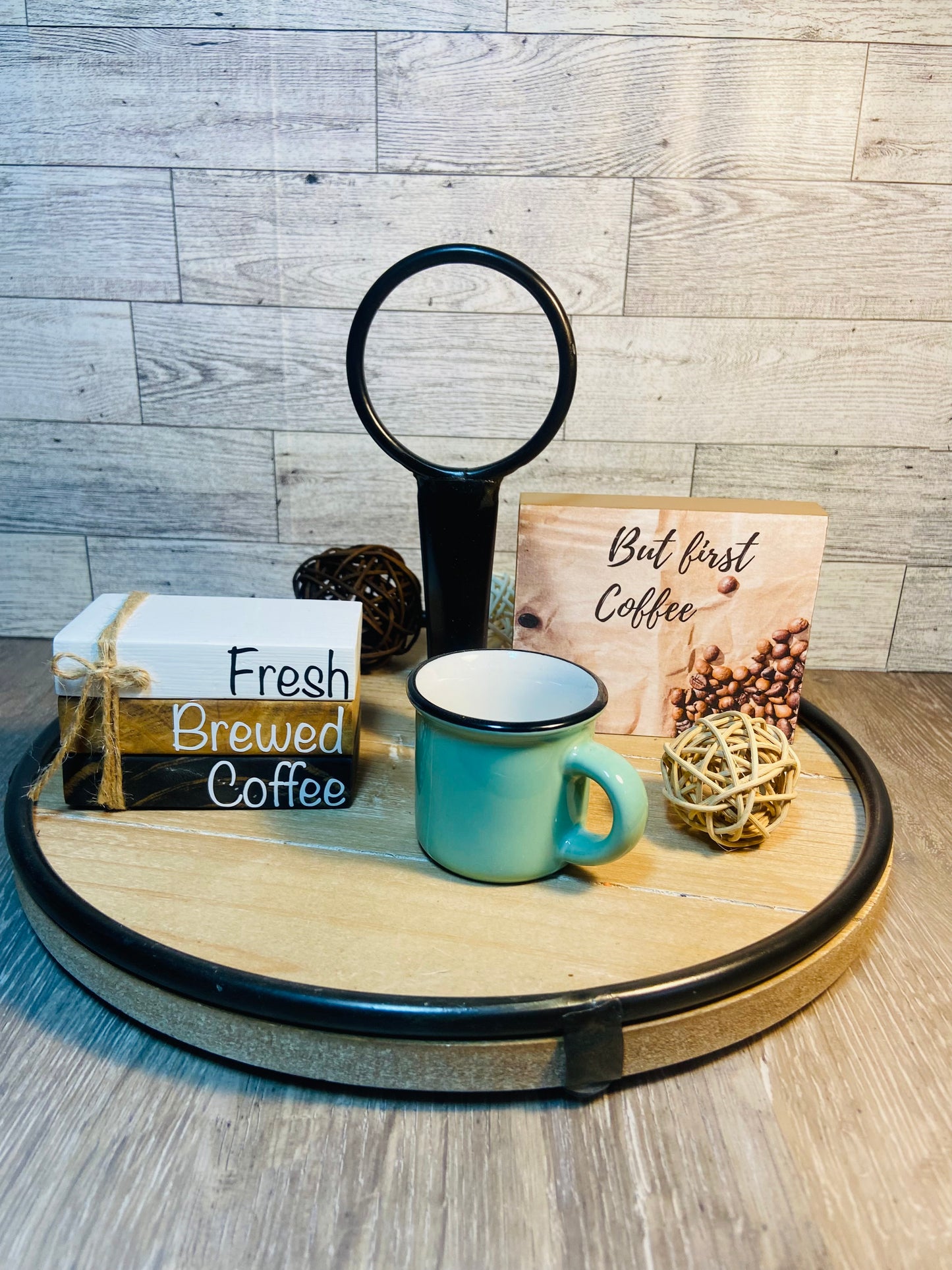 Fresh Brewed Coffee - Small Tiered Tray Book Stack