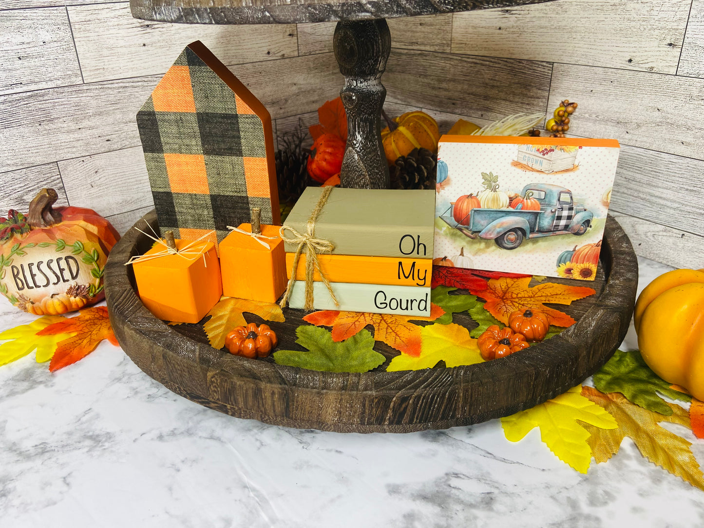 Oh My Gourd - Medium Fall Tiered Tray Book Stack