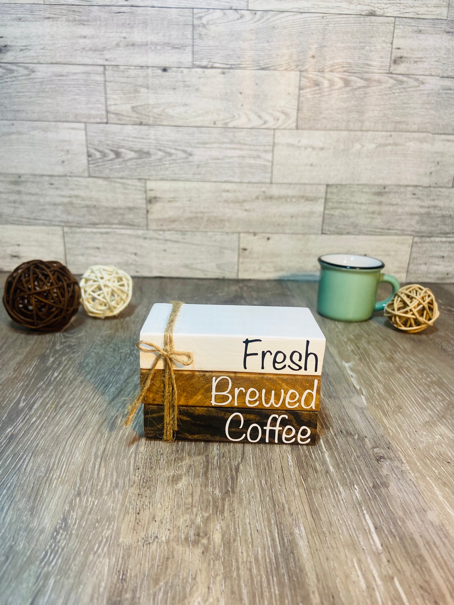 Fresh Brewed Coffee - Small Tiered Tray Book Stack