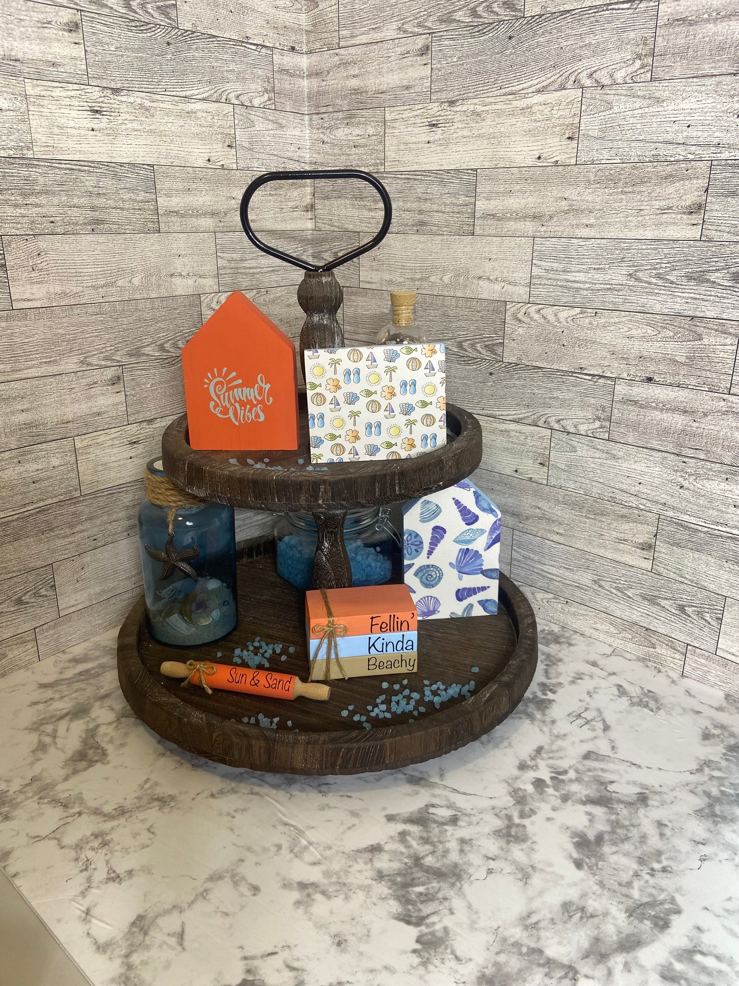 Fellin’ Kinda Beachy - Small Tiered Tray Book Stack