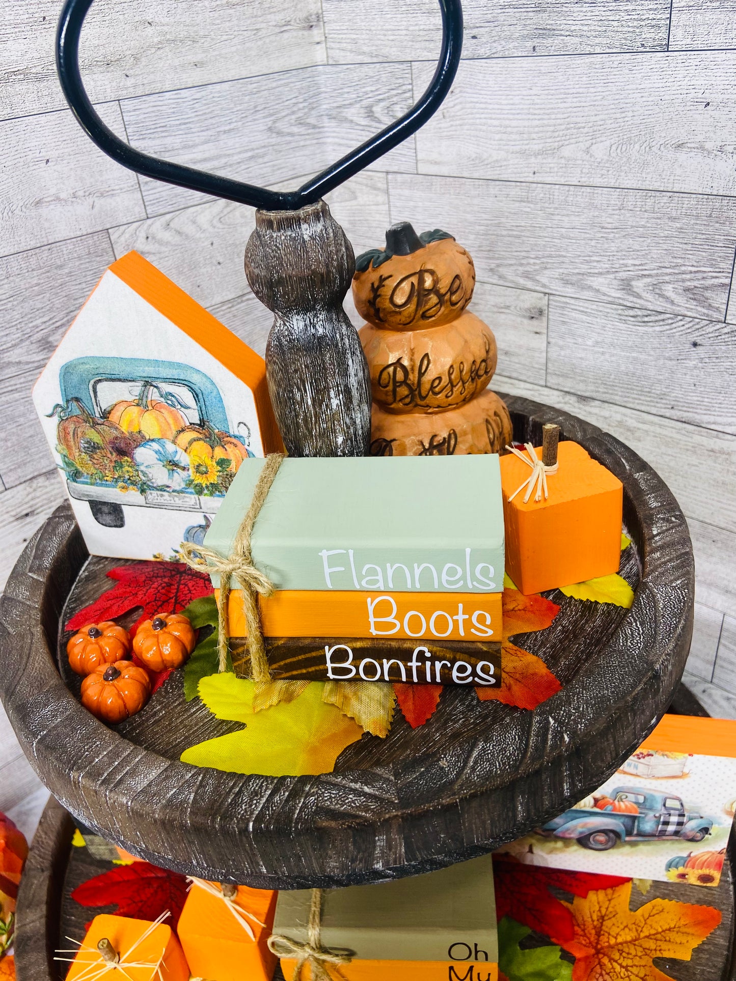 Flannels Boots Bonfires - Small Tiered Tray Book Stack