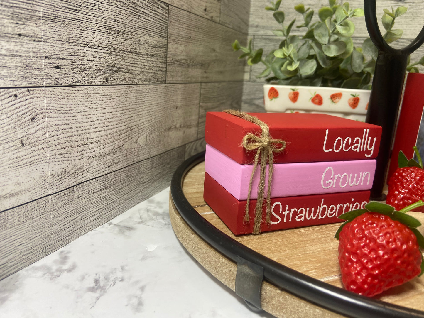 Locally Grown Strawberries - Small Tiered Tray Book Stack