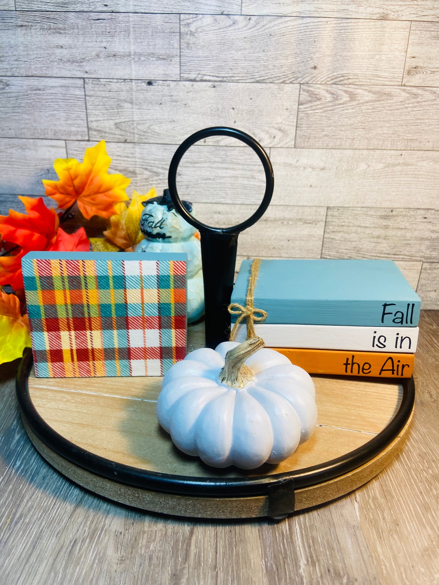 Teal Plaid - Tiered Tray Sign