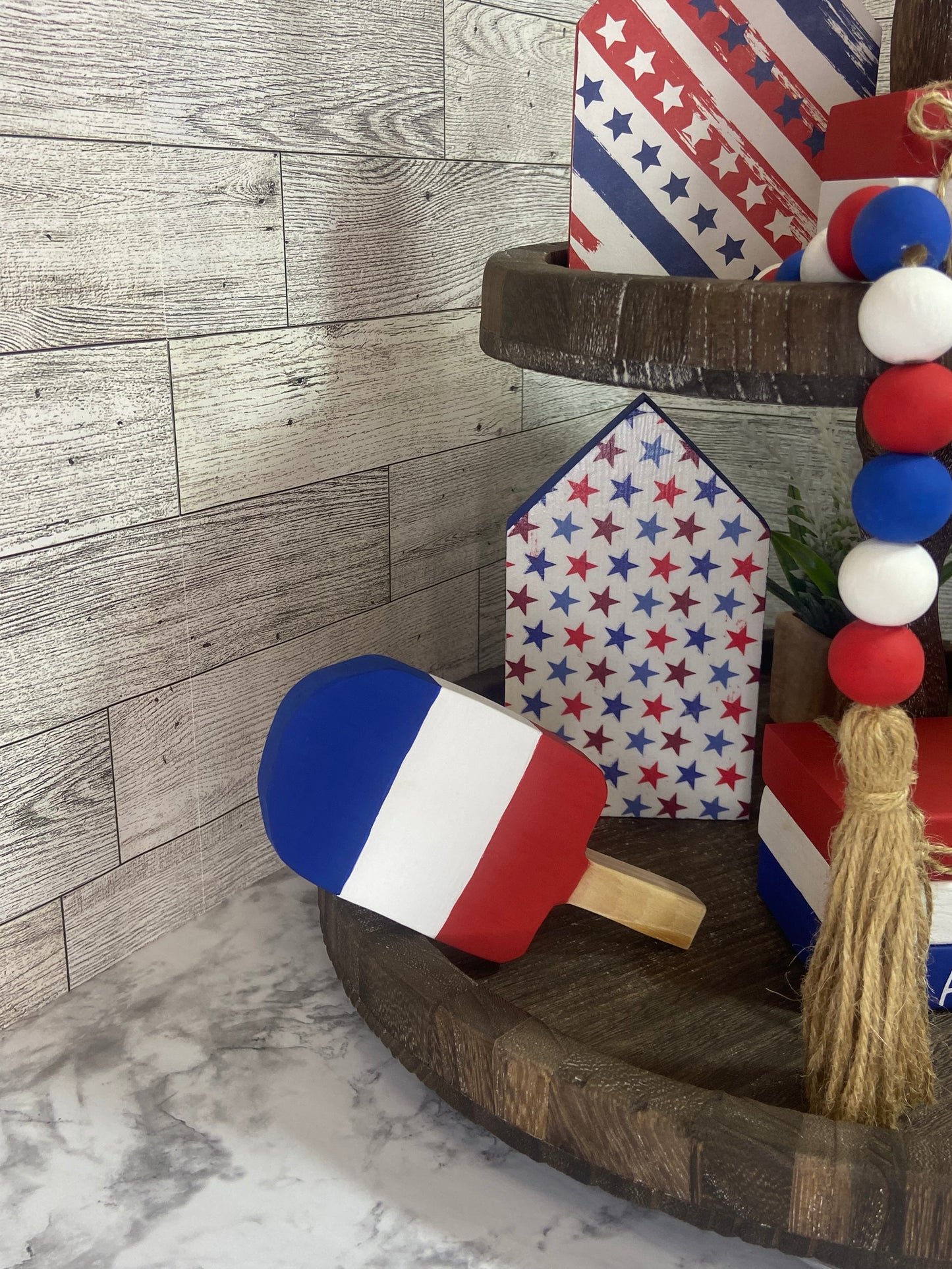Red, White, & Blue Popsicle - Tiered Tray Decor