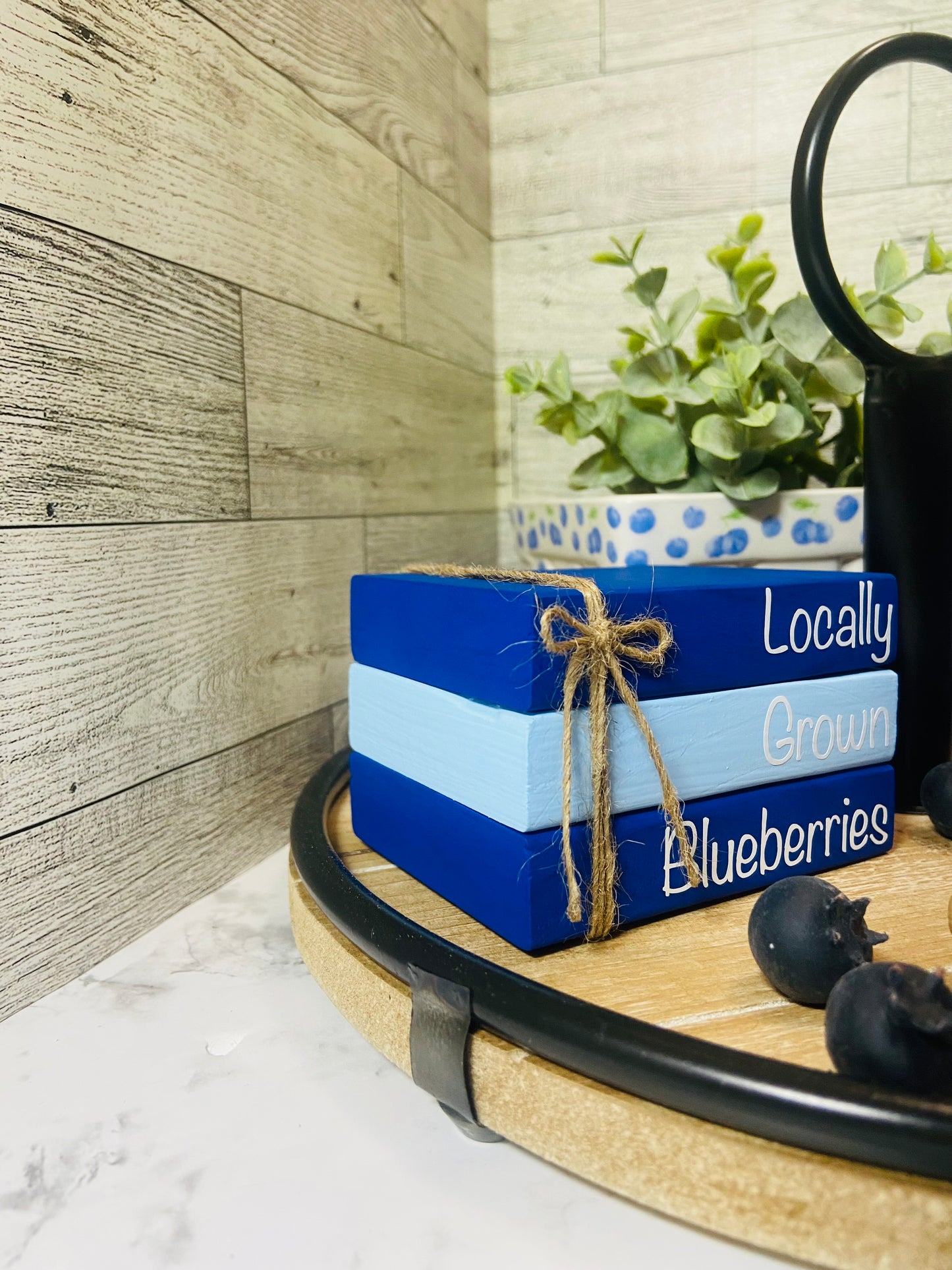 Locally Grown Blueberries - Medium Tiered Tray Book Stack