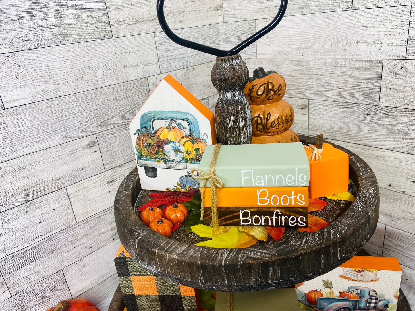 Flannels Boots Bonfires - Small Tiered Tray Book Stack