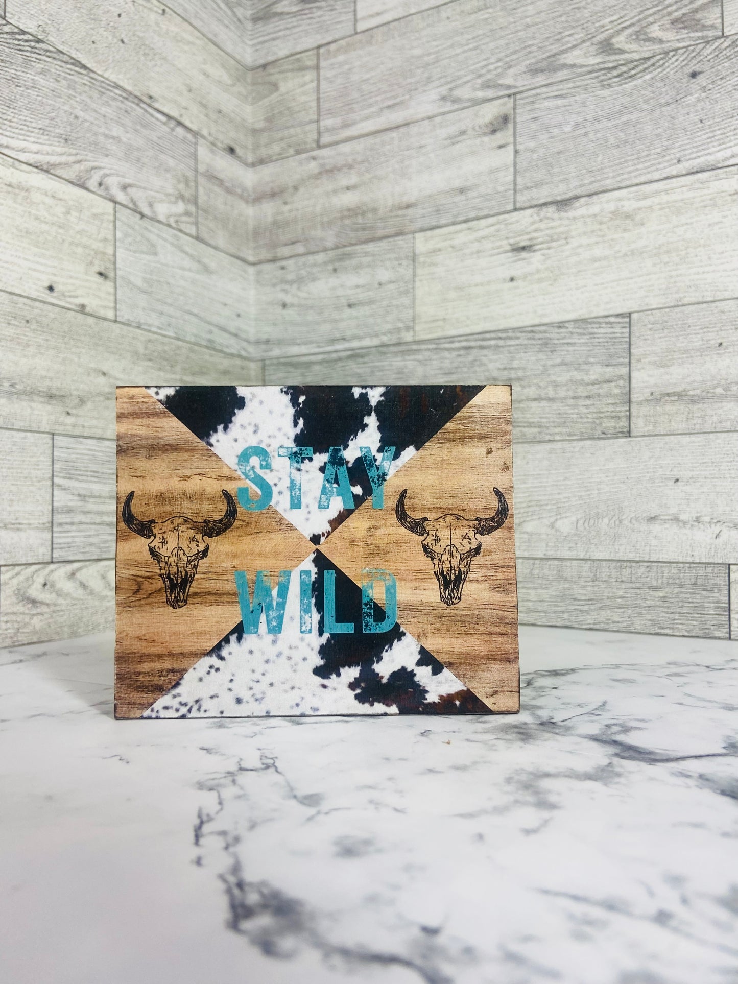 Stay Wild Cow Print - Tiered Tray Sign