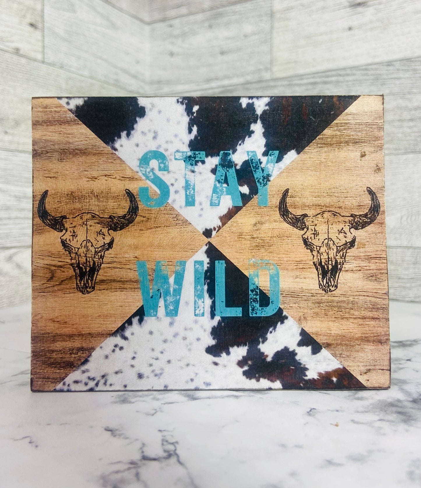 Stay Wild Cow Print - Tiered Tray Sign
