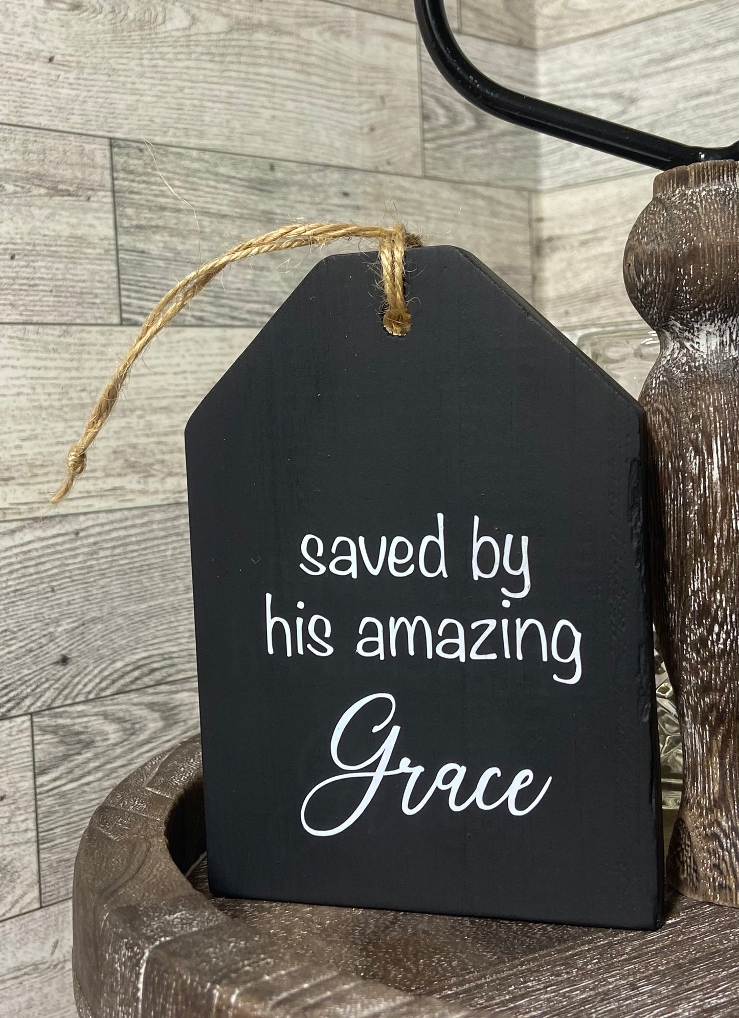 Saved By His Amazing Grace - Tiered Tray Tag