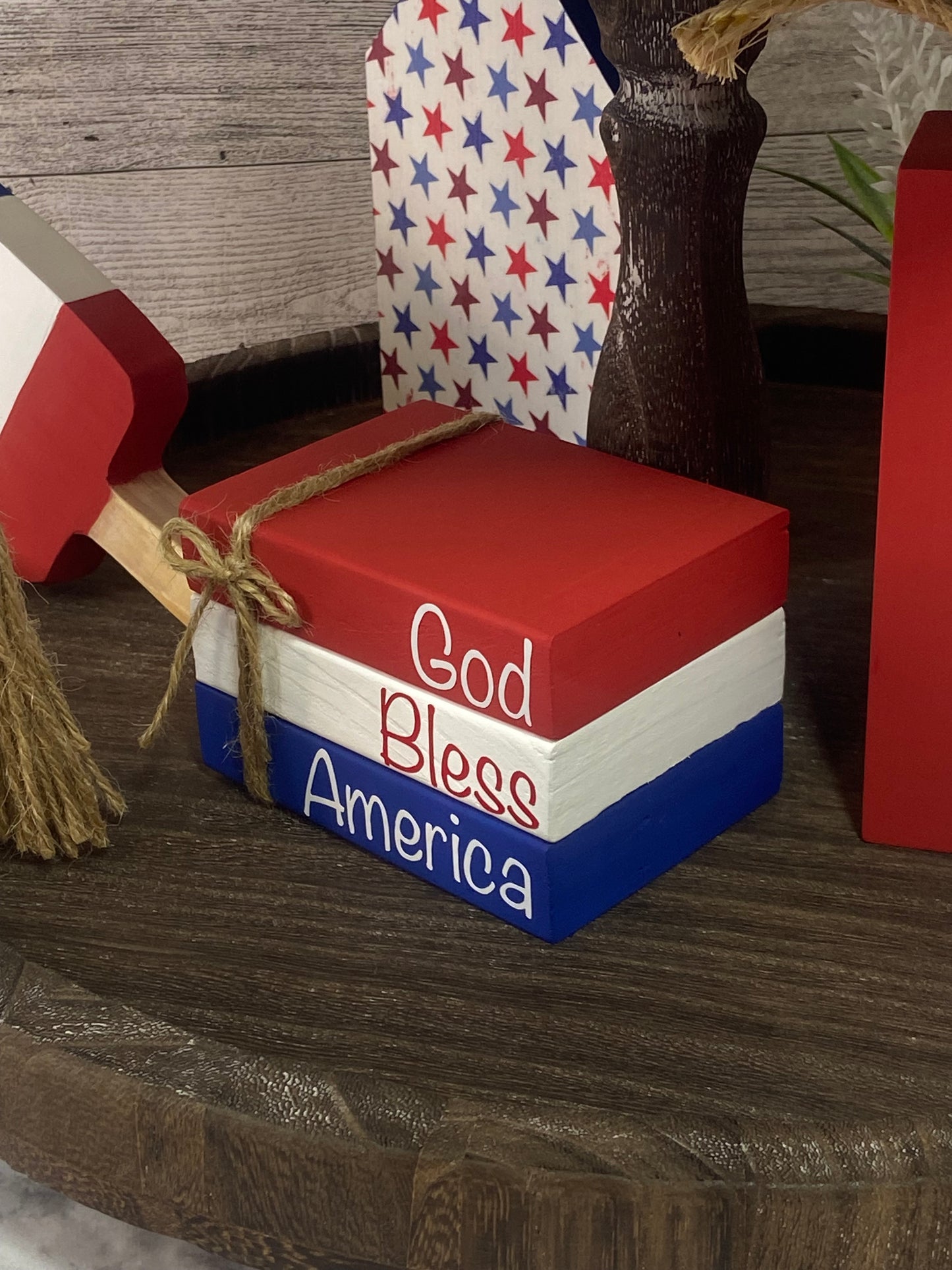 God Bless America - Medium Tiered Tray Book Stack