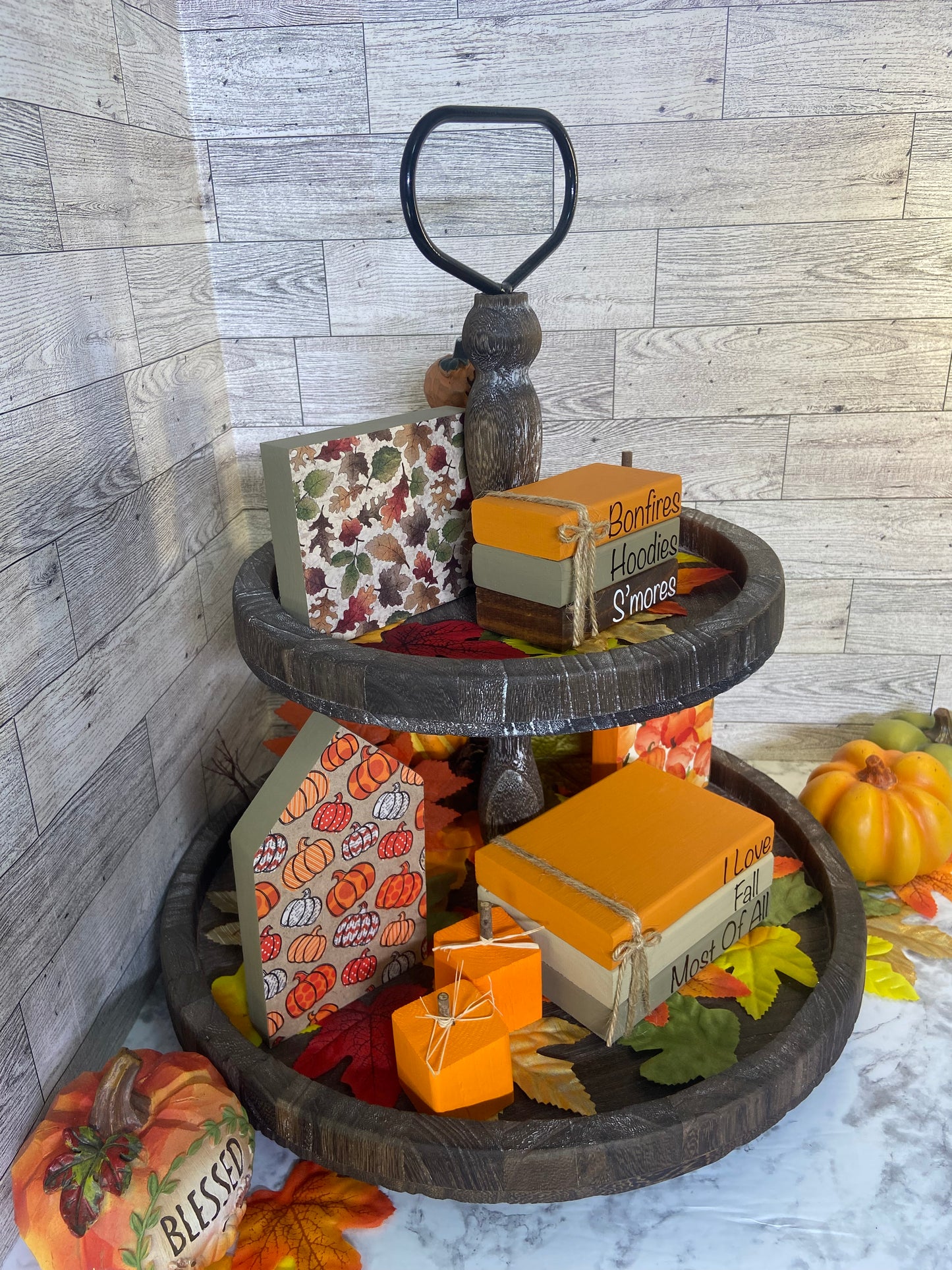 I Love Fall Most Of All - Large Fall Tiered Tray Book Stack