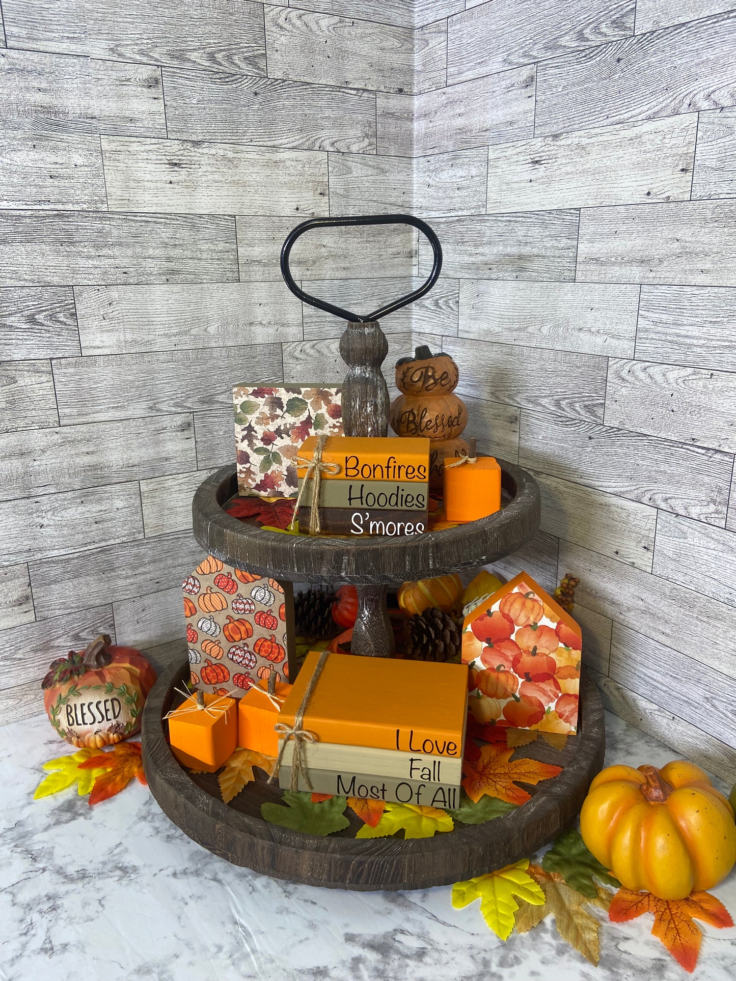 I Love Fall Most Of All - Large Fall Tiered Tray Book Stack