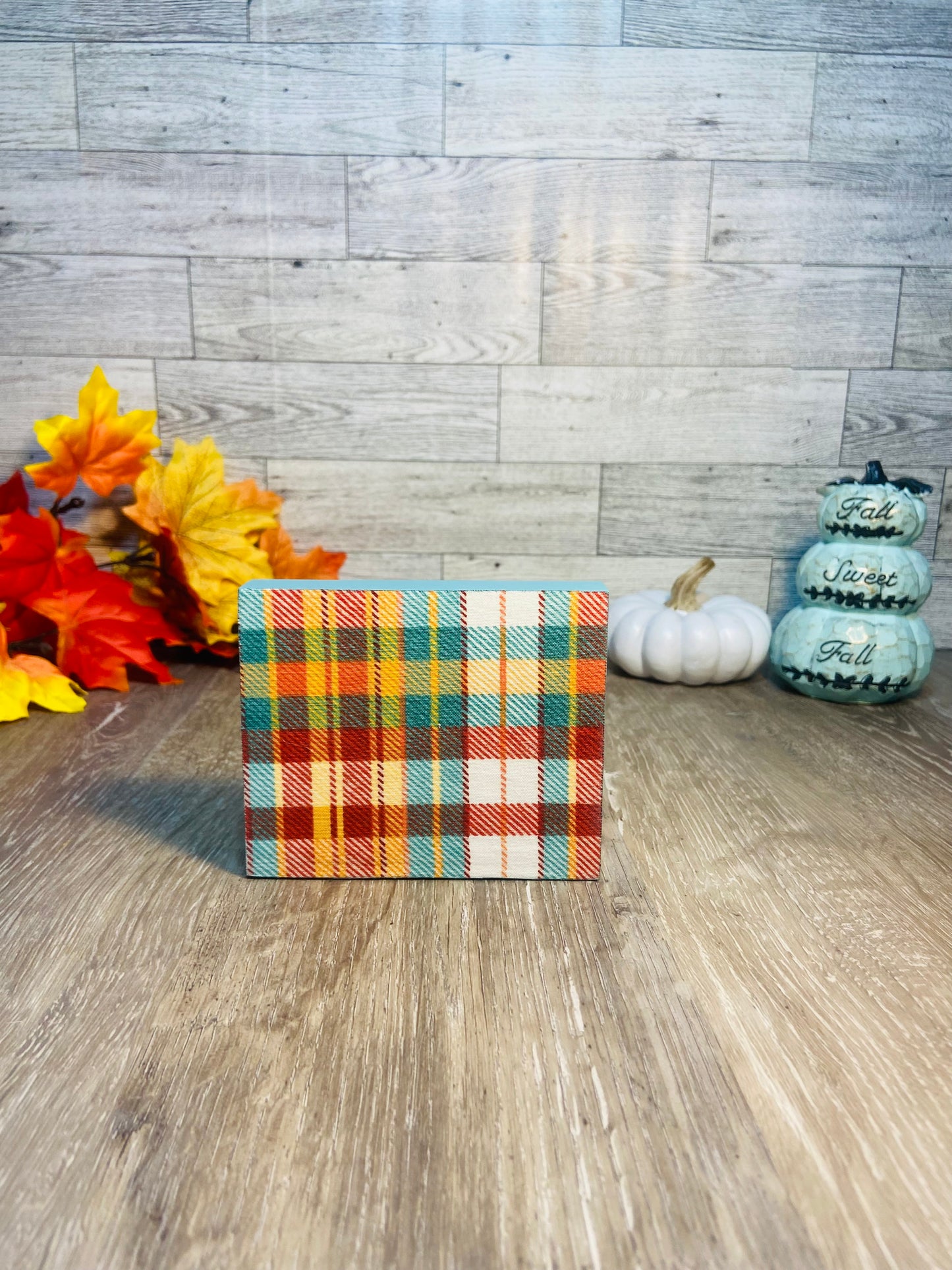Teal Plaid - Tiered Tray Sign