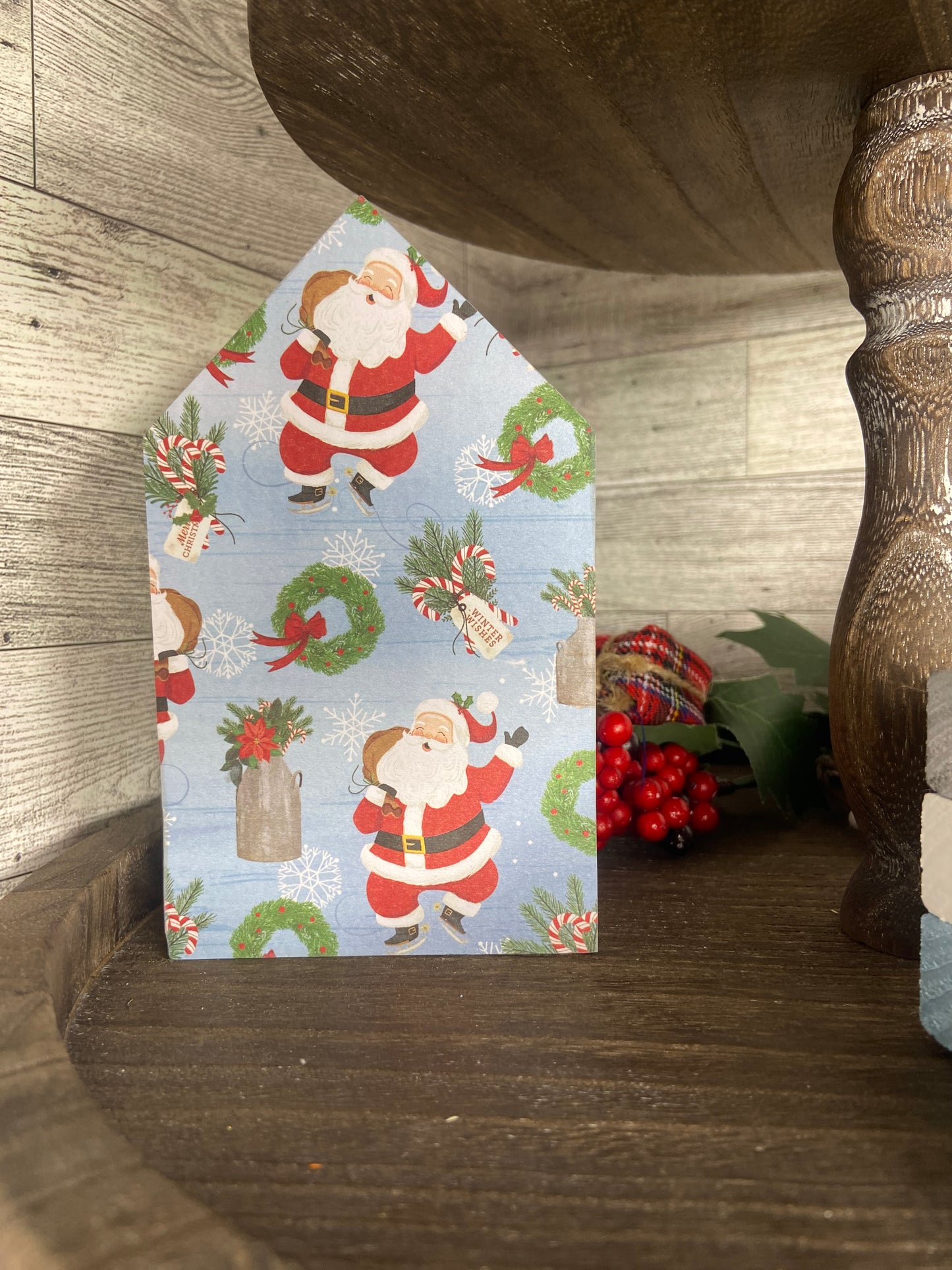 Santa with Grey - Large Christmas Tiered Tray House