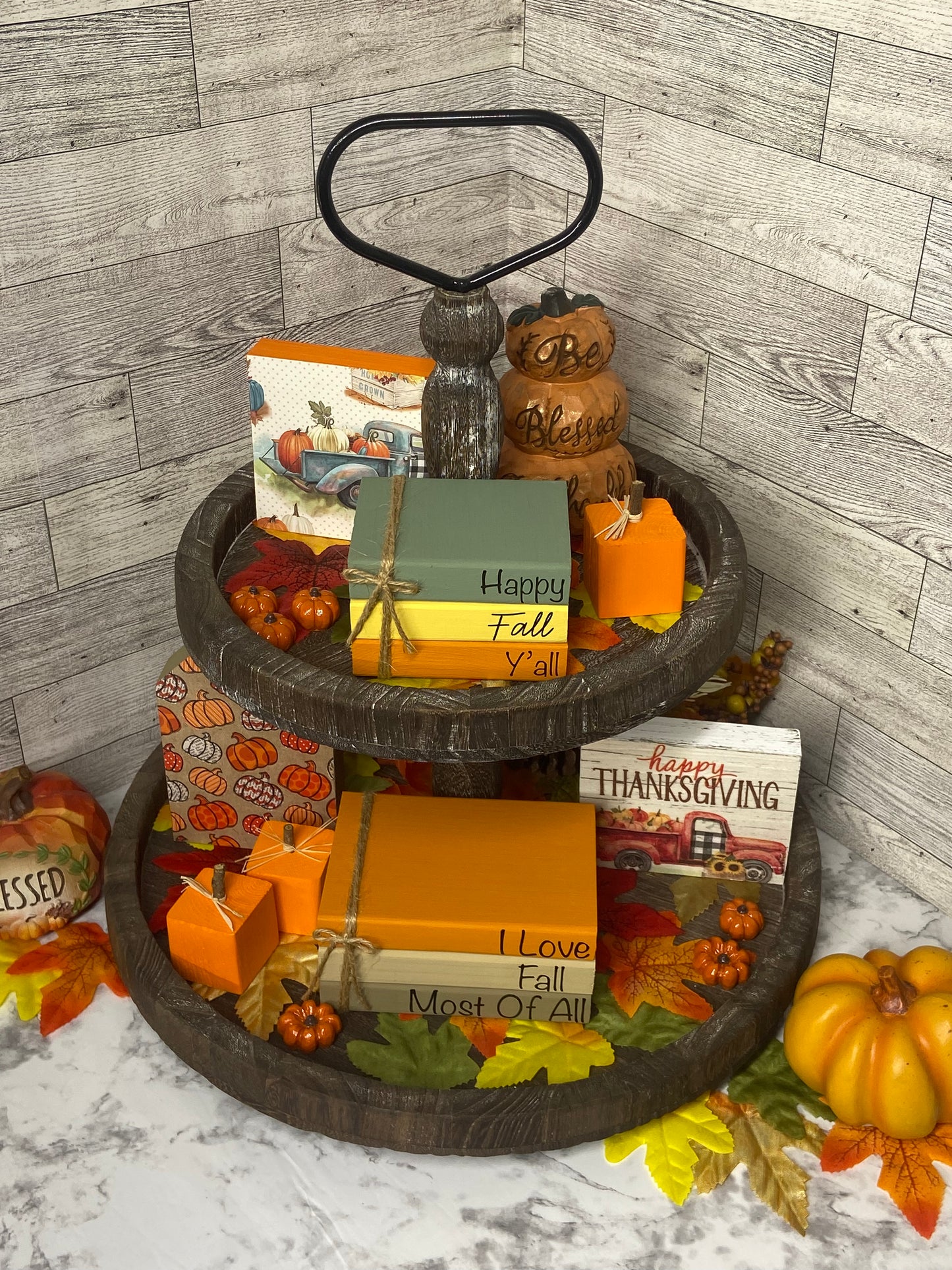 Happy Fall Y’all - Medium Fall Tiered Tray Book Stack