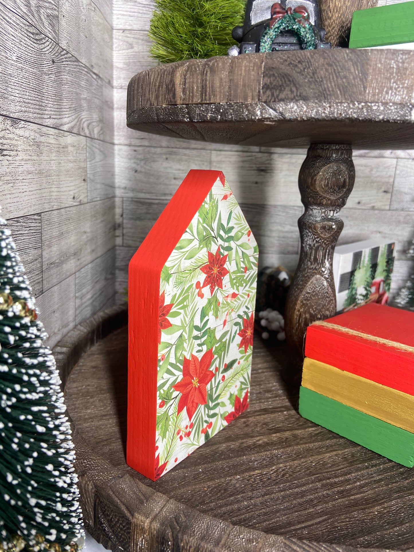 Poinsettia - Large Christmas Tiered Tray House