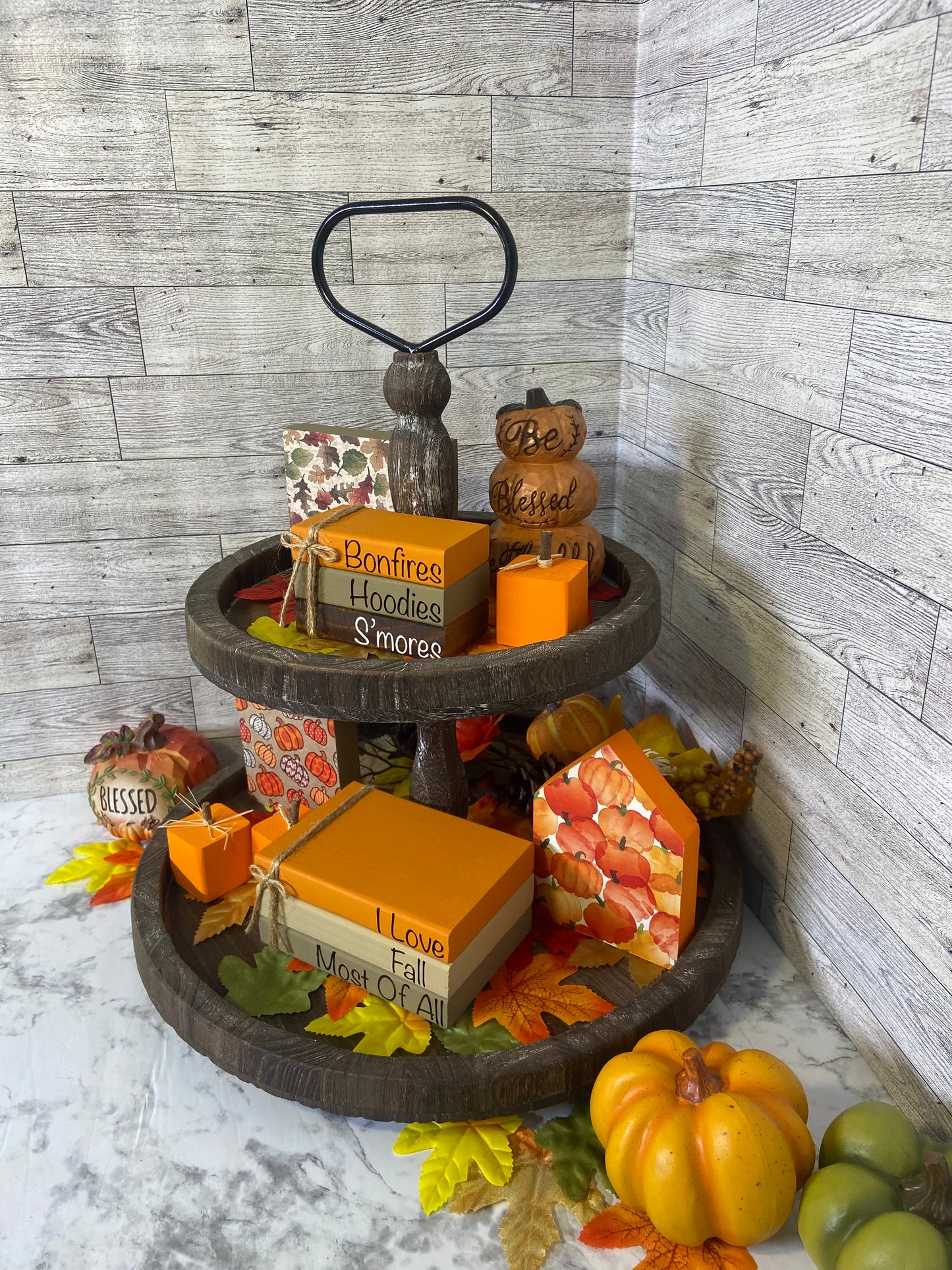 I Love Fall Most Of All - Large Fall Tiered Tray Book Stack