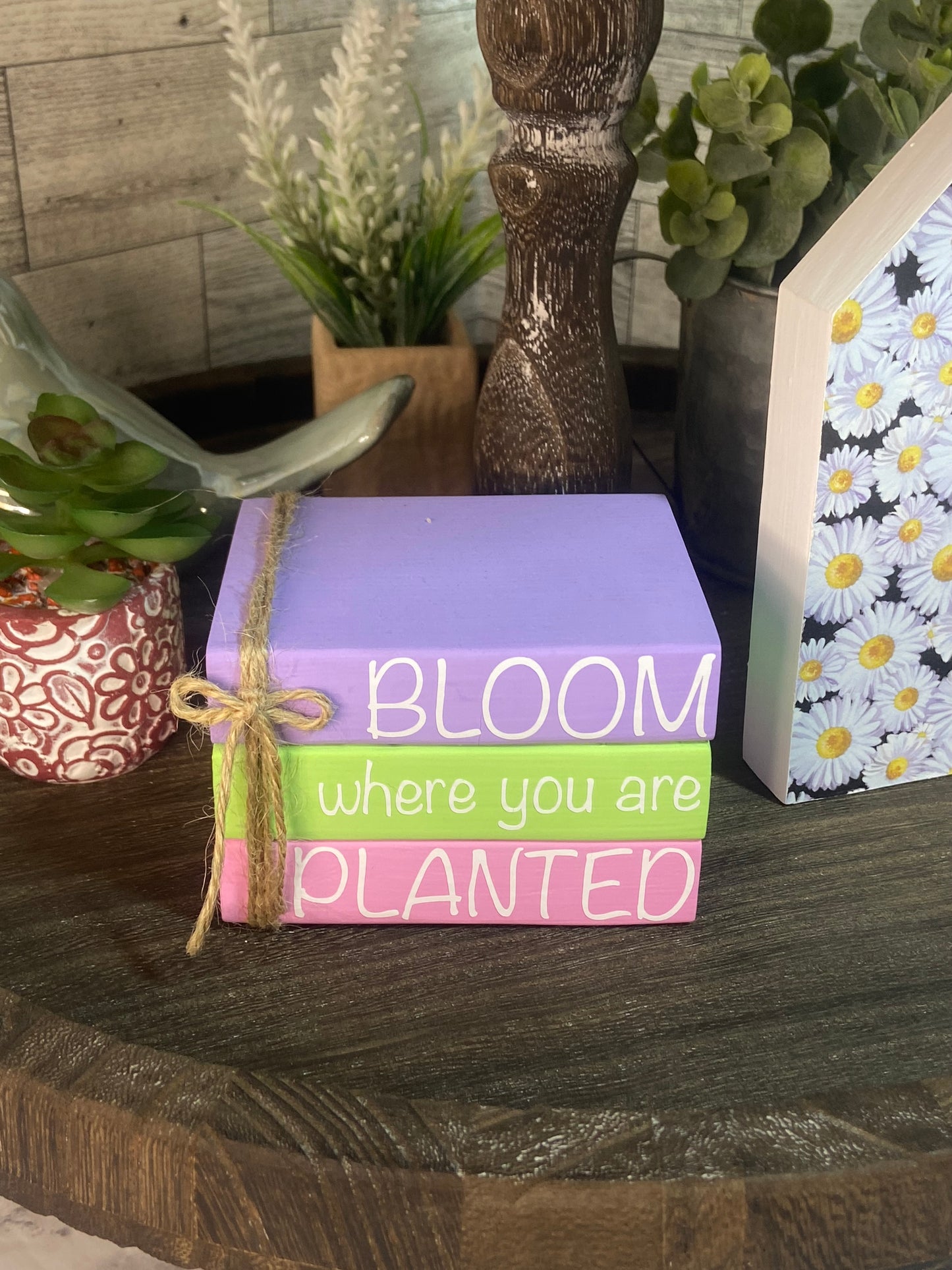 Bloom where you are Planted - Medium Tiered Tray Book Stack