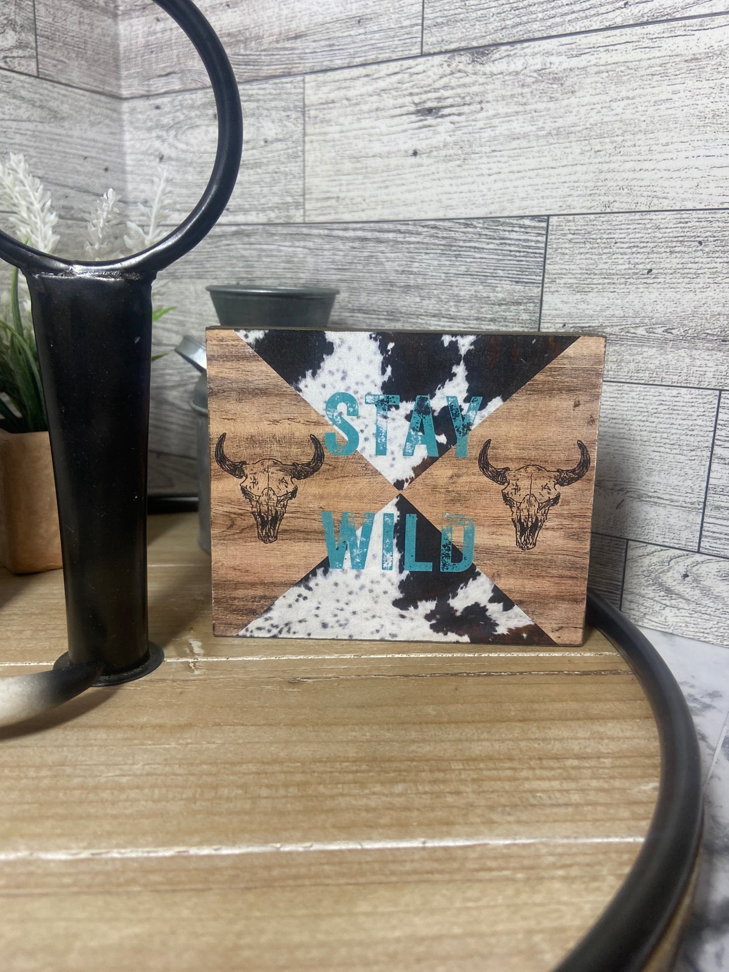 Stay Wild Cow Print - Tiered Tray Sign