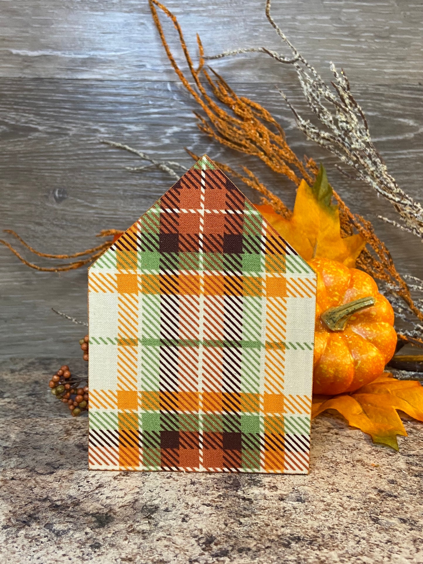 Orange Plaid - Medium Tiered Tray House