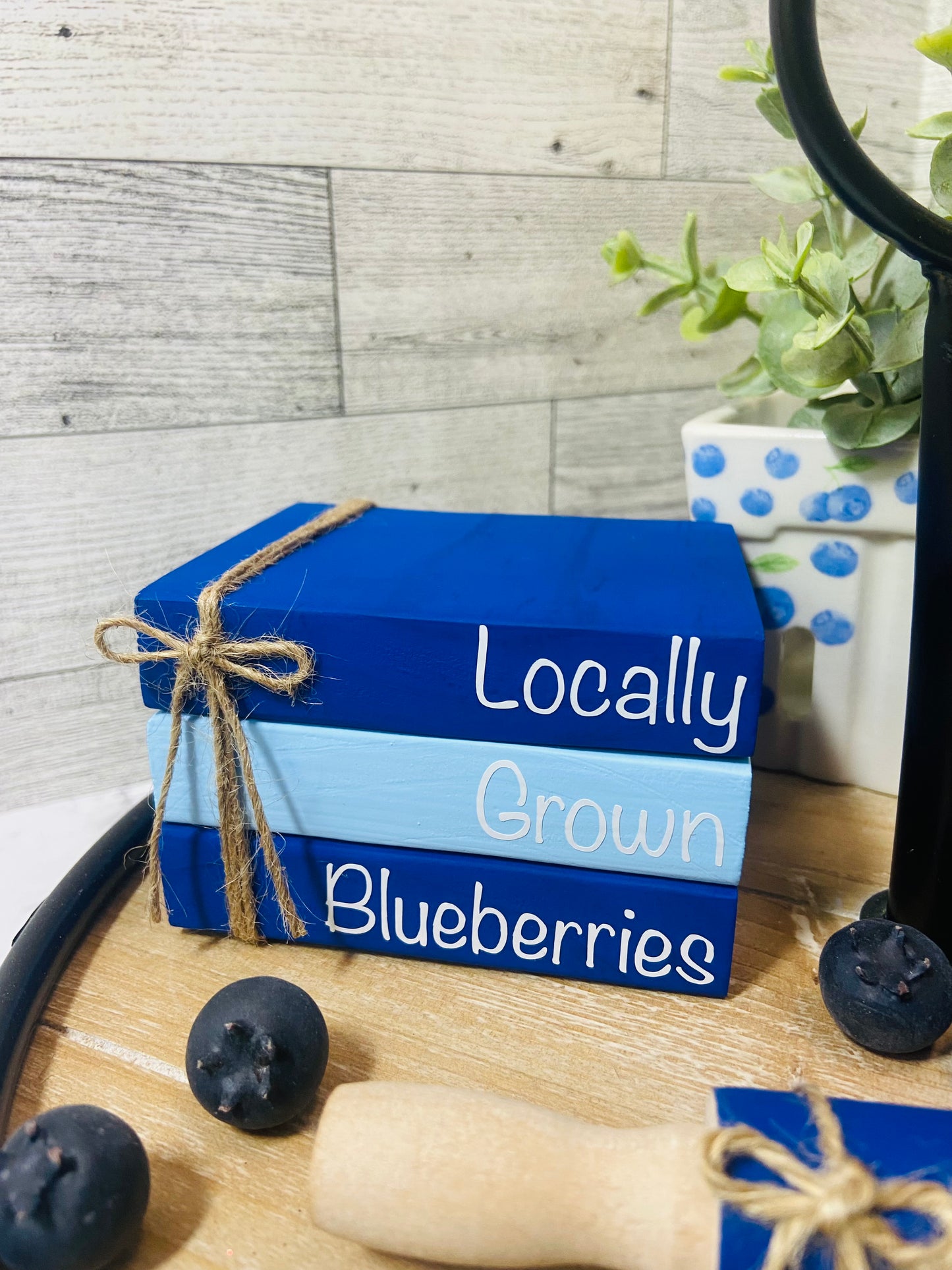Locally Grown Blueberries - Medium Tiered Tray Book Stack