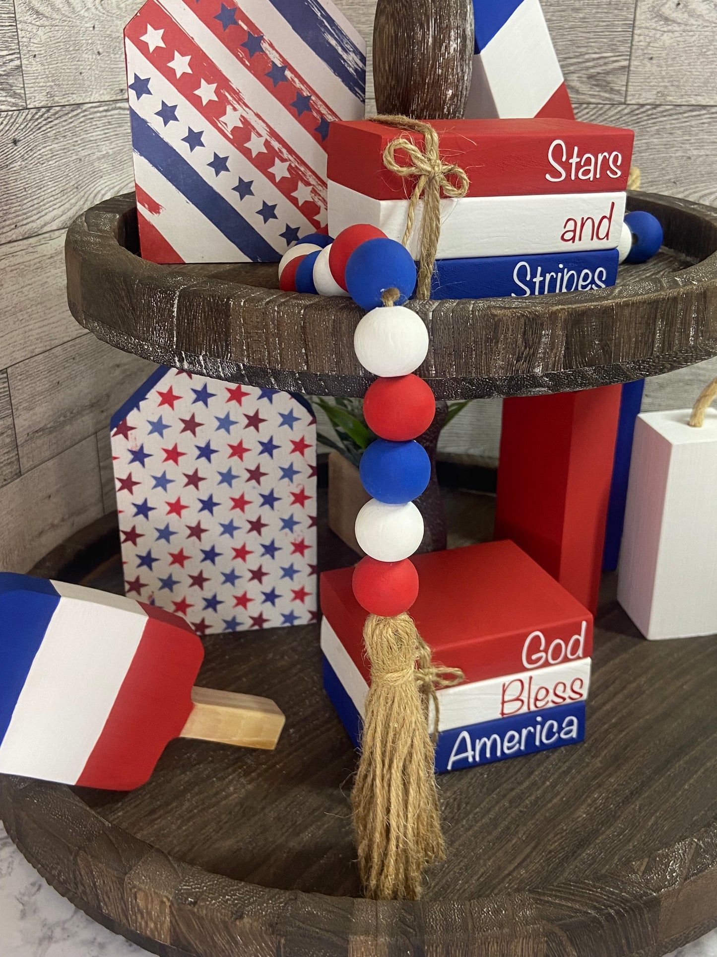 Red, White, & Blue - Tiered Tray Garland